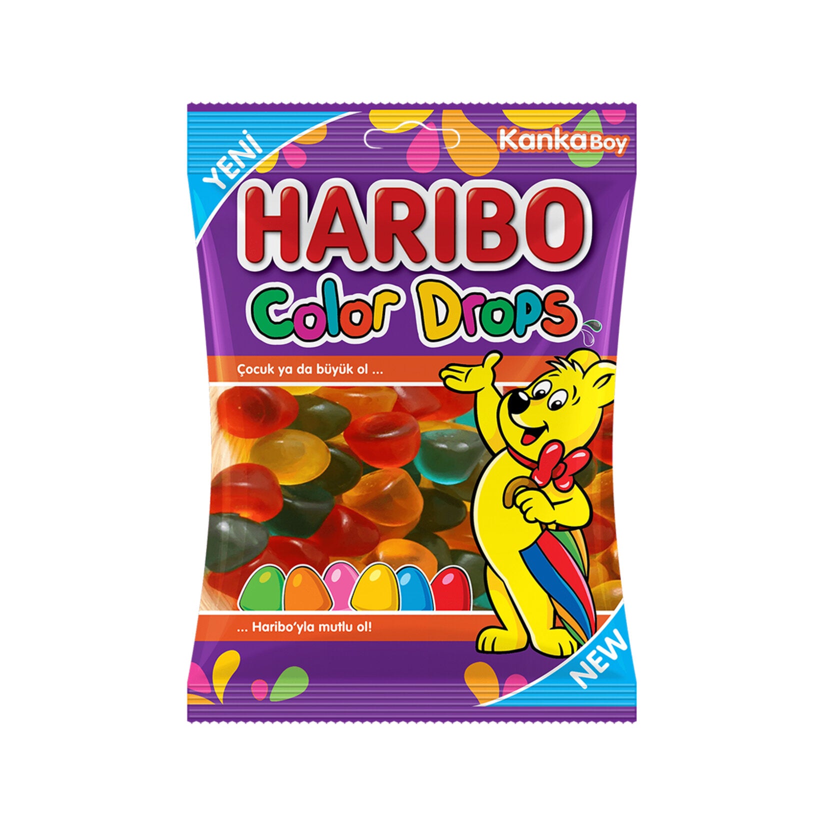 Haribo Color Drops bring a burst of fruity flavor and vibrant color to your snack time. These soft,