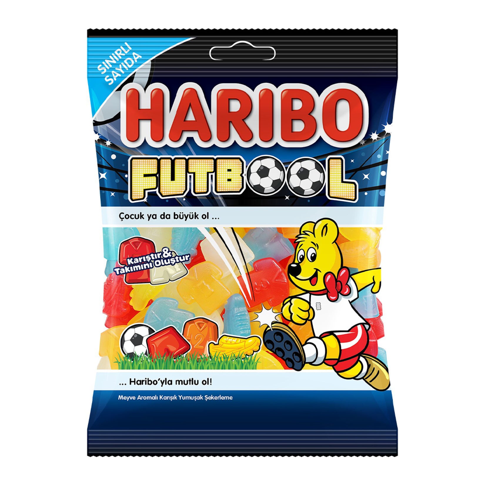 Haribo Futbool Pro Gummy Candy brings the fun of football-shaped gummies together with the chewy, fruity taste Haribo is known for.
