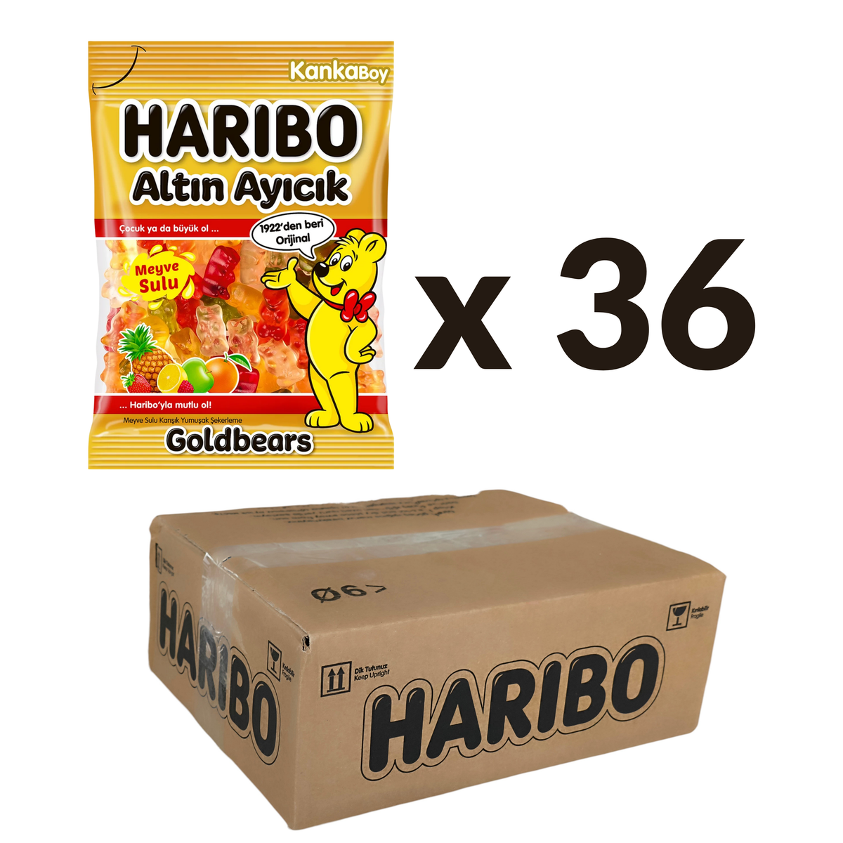 HARIBO Goldbears halal gummy bears wholesale box of 36 x 80g packs
