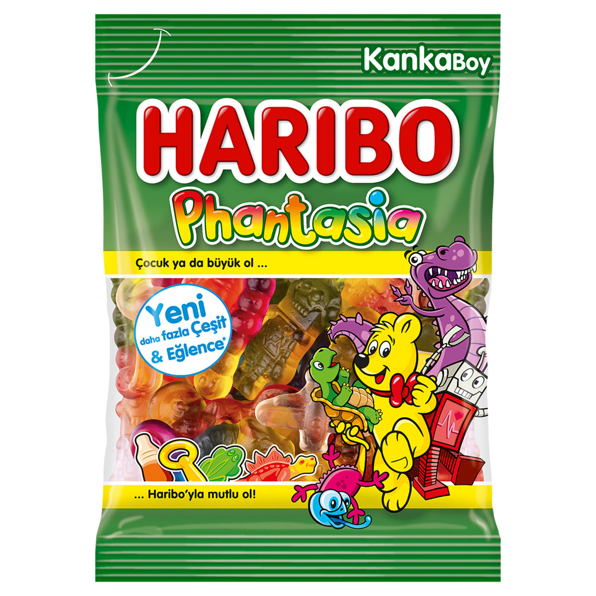 Experience the fun and fruity world of Haribo Phantasia—a colorful mix of soft, chewy gummy candies