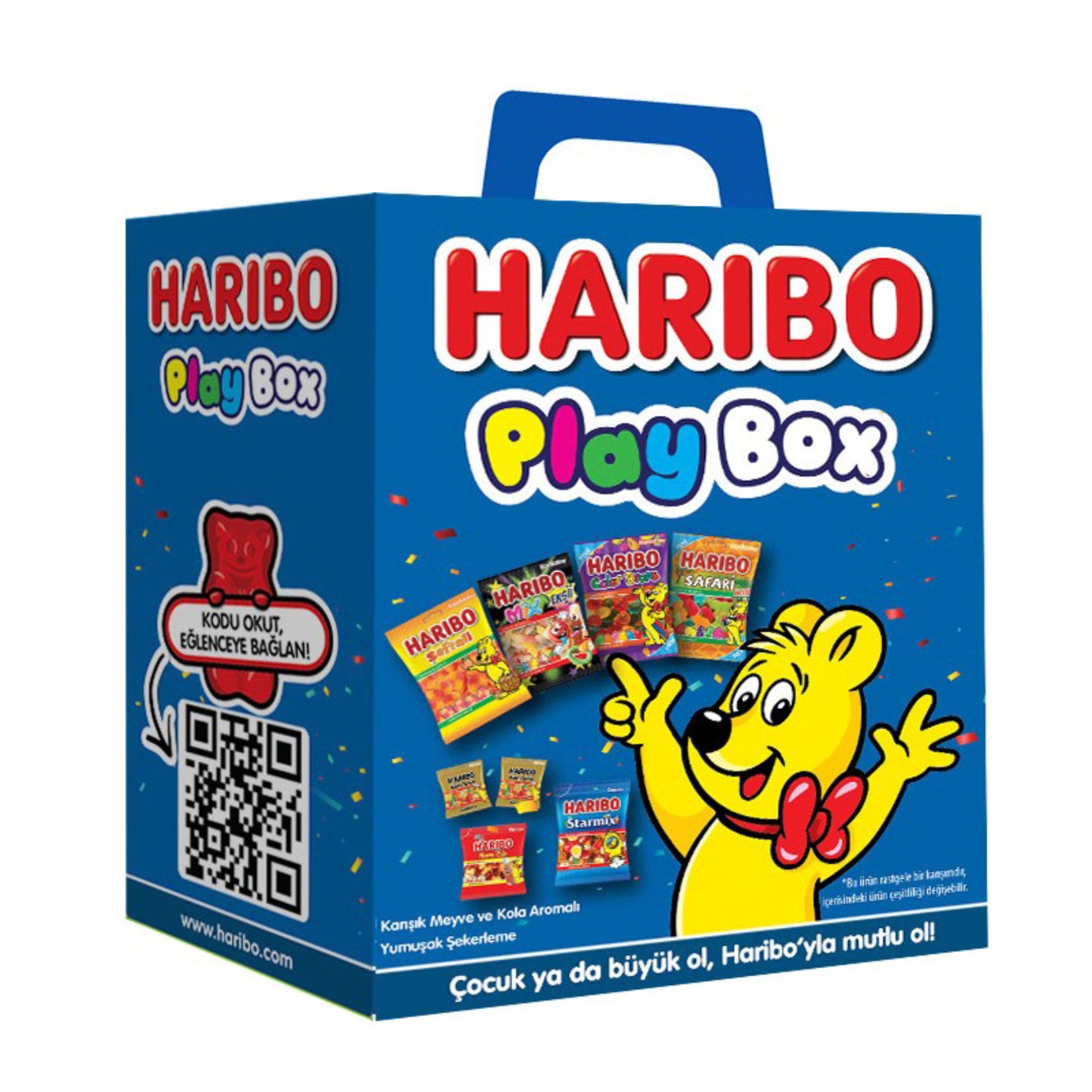 Haribo Play Box brings together a delightful assortment of your favorite soft and chewy gummies in one convenient pack.