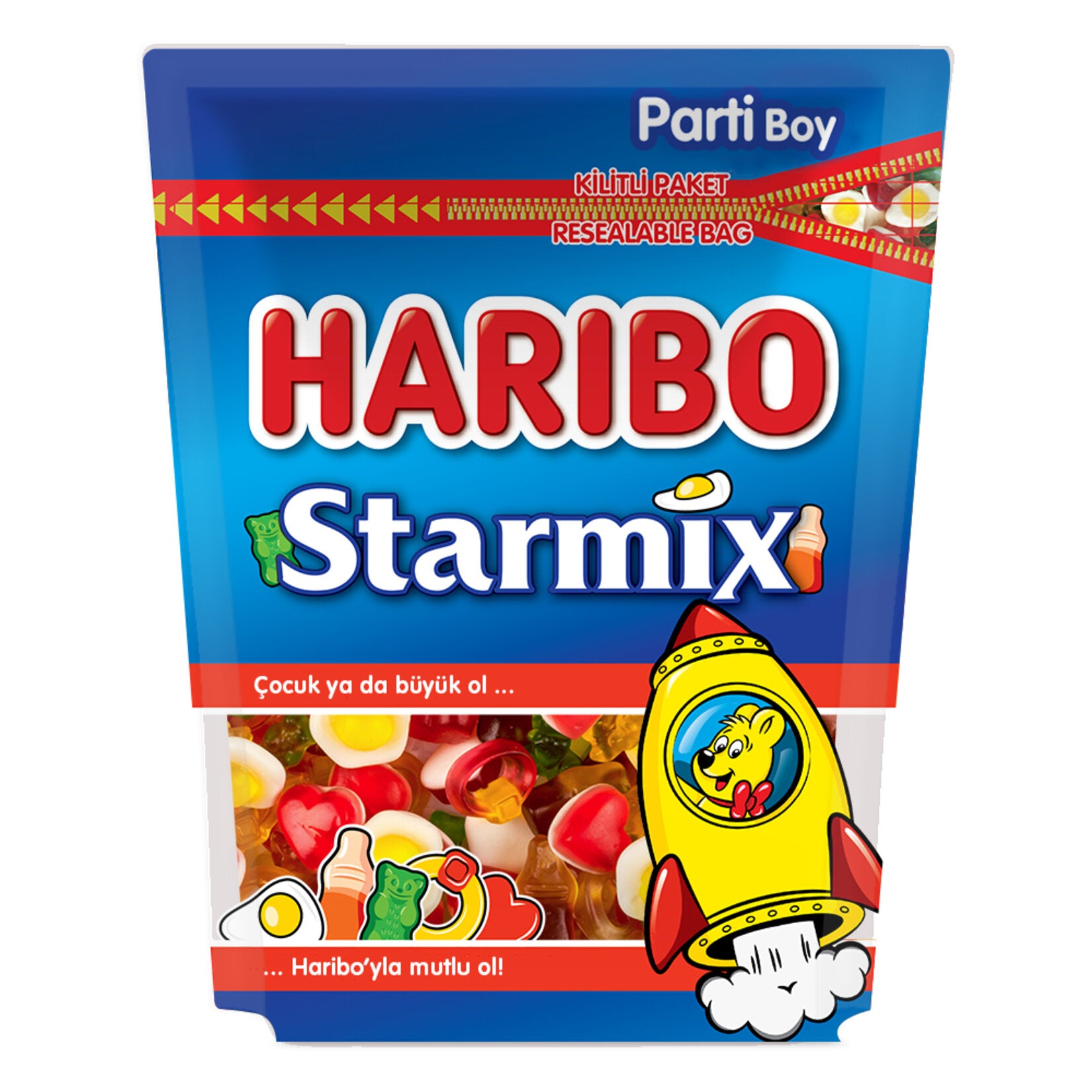 Enjoy a playful mix of fruity and cola-flavored gummies with Haribo Starmix, a beloved treat from Türkiye.