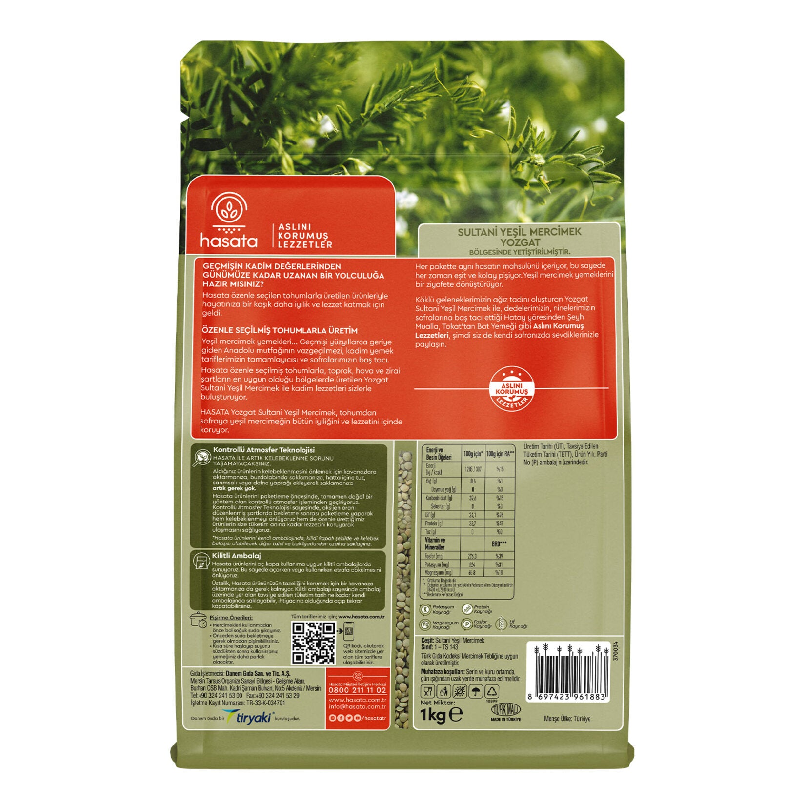 Hasata Yozgat Sultani Green Lentils are grown in the fertile lands of Yozgat, Türkiye.
