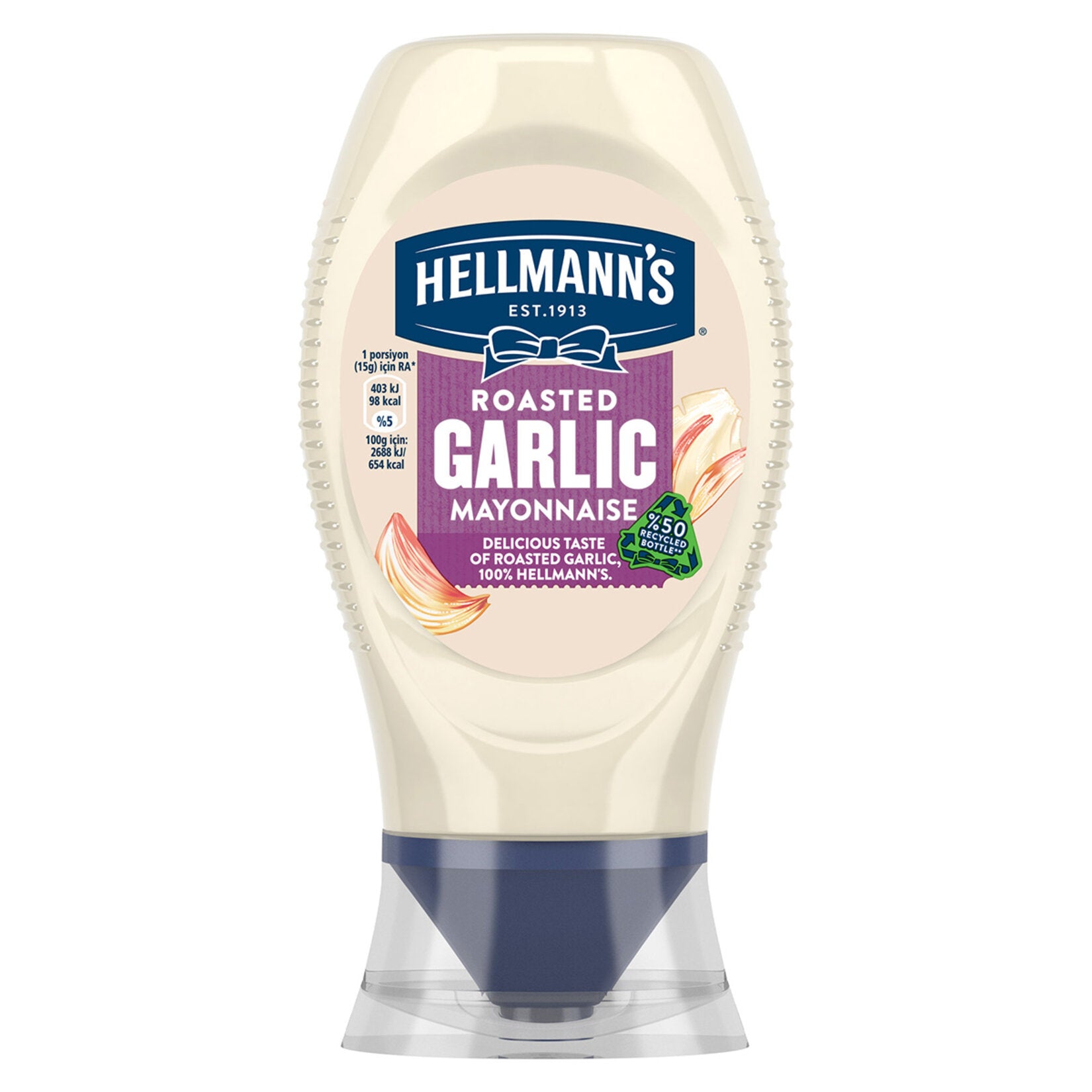 Hellmann's Garlic Mayonnaise brings together the creamy richness of classic mayo with the bold flavor of real garlic.