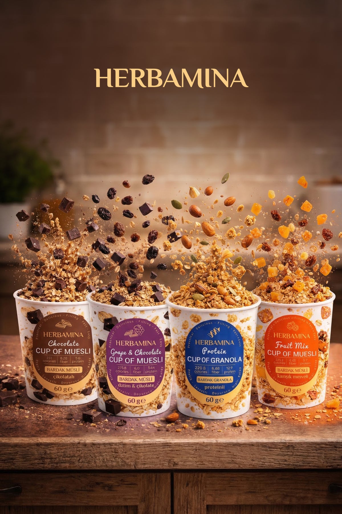 Enjoy variety in every bowl with Herbamina 8-Pack Mix Granola and Muesli.