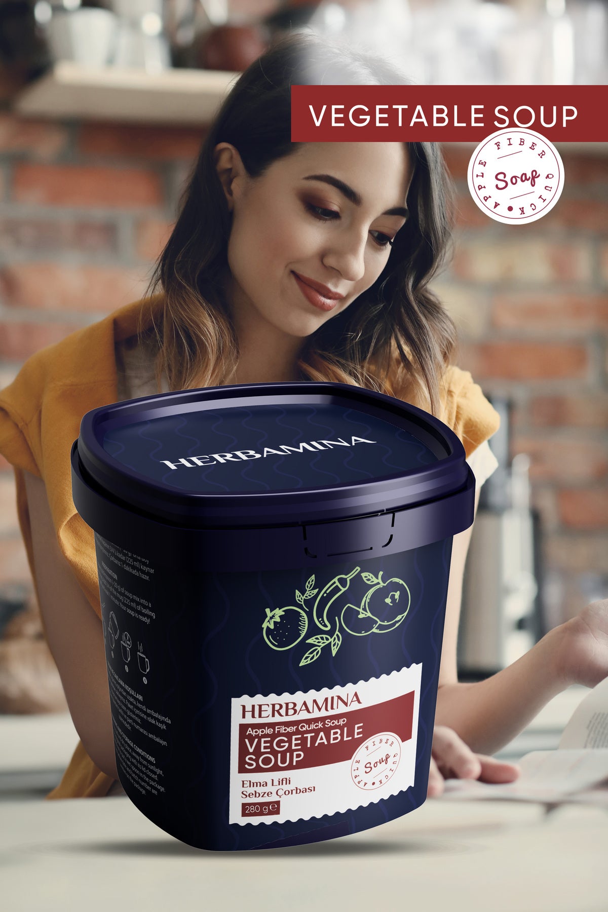 Herbamina Apple Fiber Vegetable Soup is a practical and nourishing quick soup blend designed for balanced daily meals.