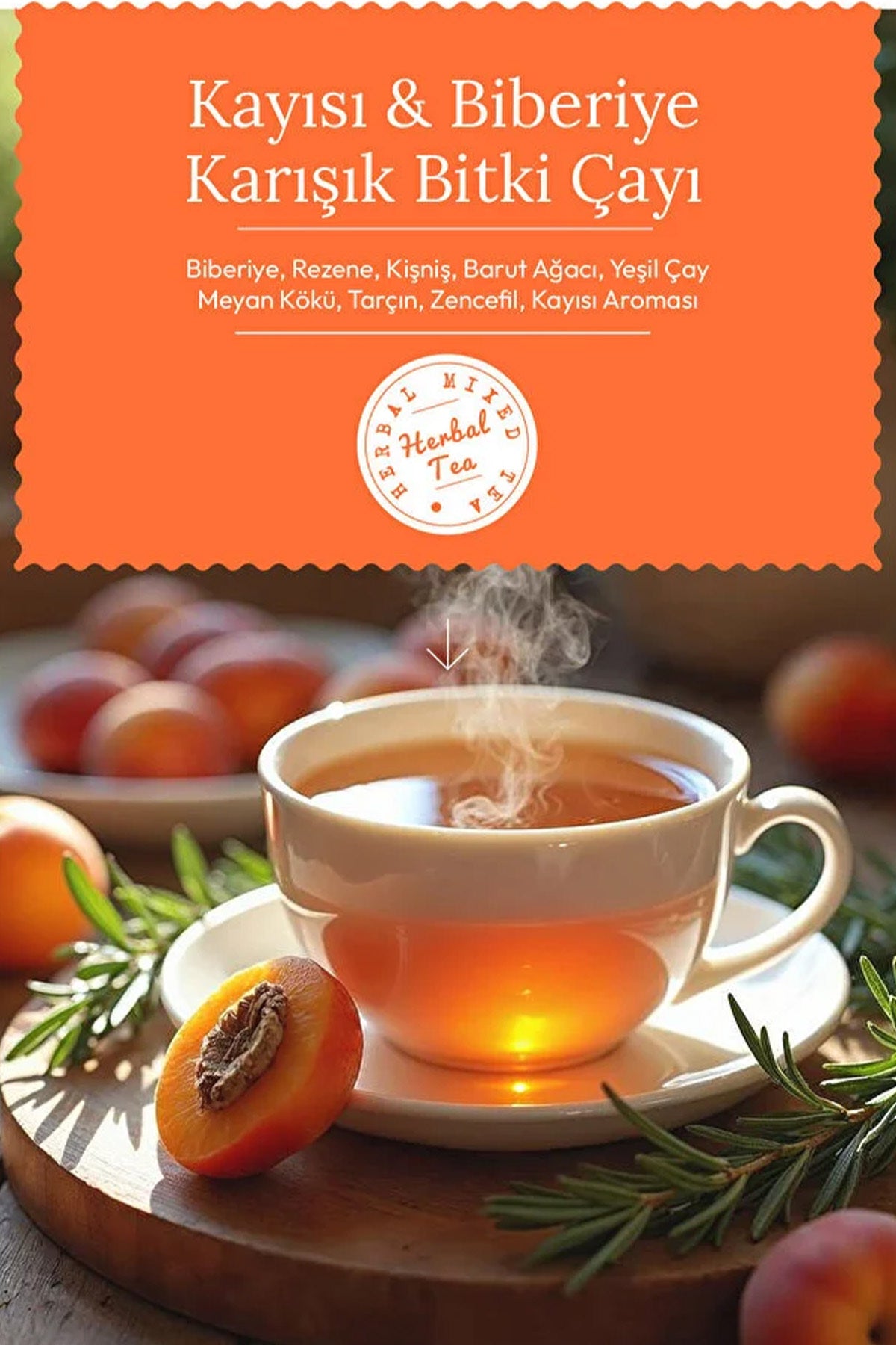 Herbamina Apricot & Rosemary Herbal Tea brings together the gentle sweetness of apricot with the fresh, aromatic notes of rosemary in a perfectly balanced herbal infusion.