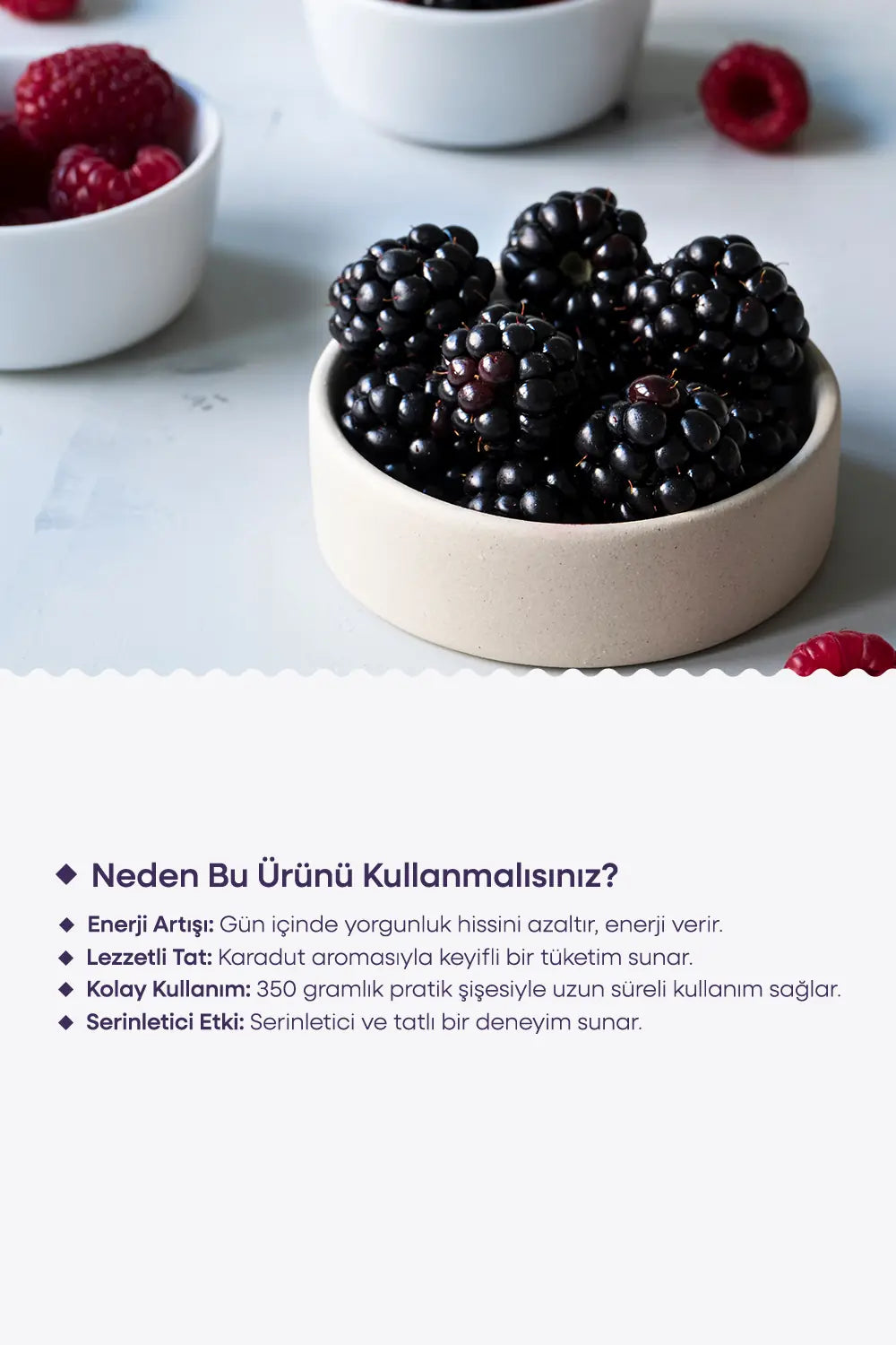 Enjoy the rich taste of blackberry flavored syrup inspired by traditional beverages from Türkiye.