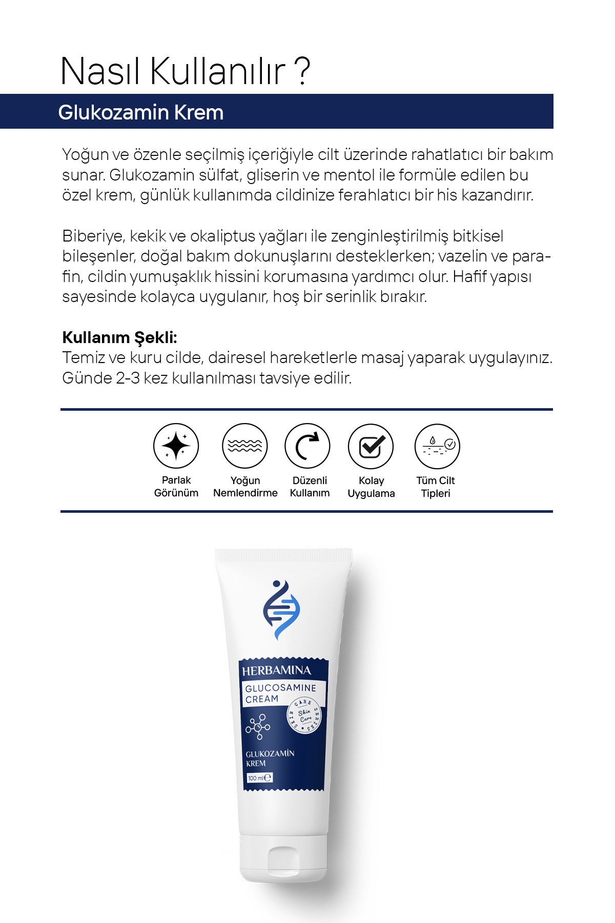 Herbamina Glucosamine Massage Cream is a soothing and moisturizing body care formula designed to support daily massage routines.