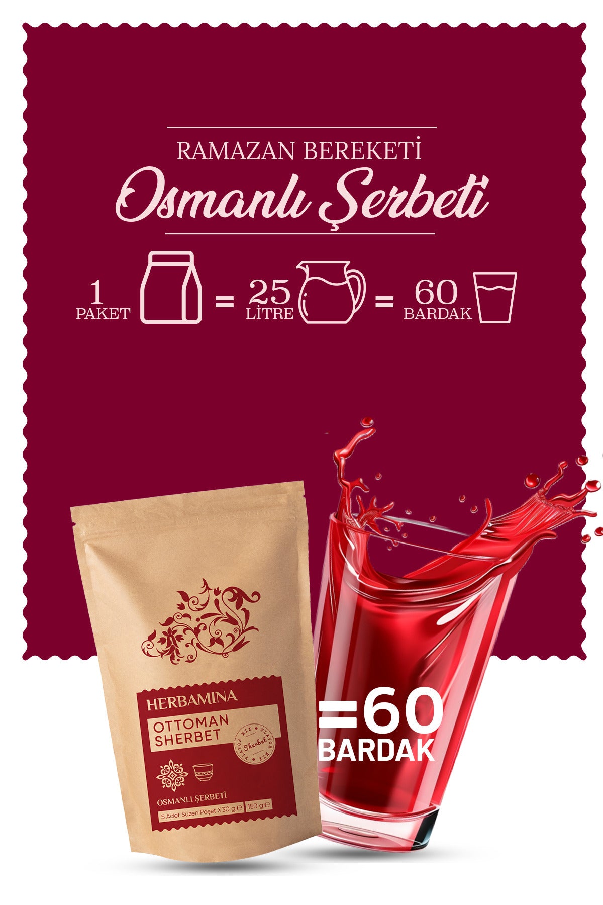 Herbamina Ottoman Sherbet Herbal Tea brings the timeless flavors of traditional Ottoman sherbet into a convenient tea bag format.