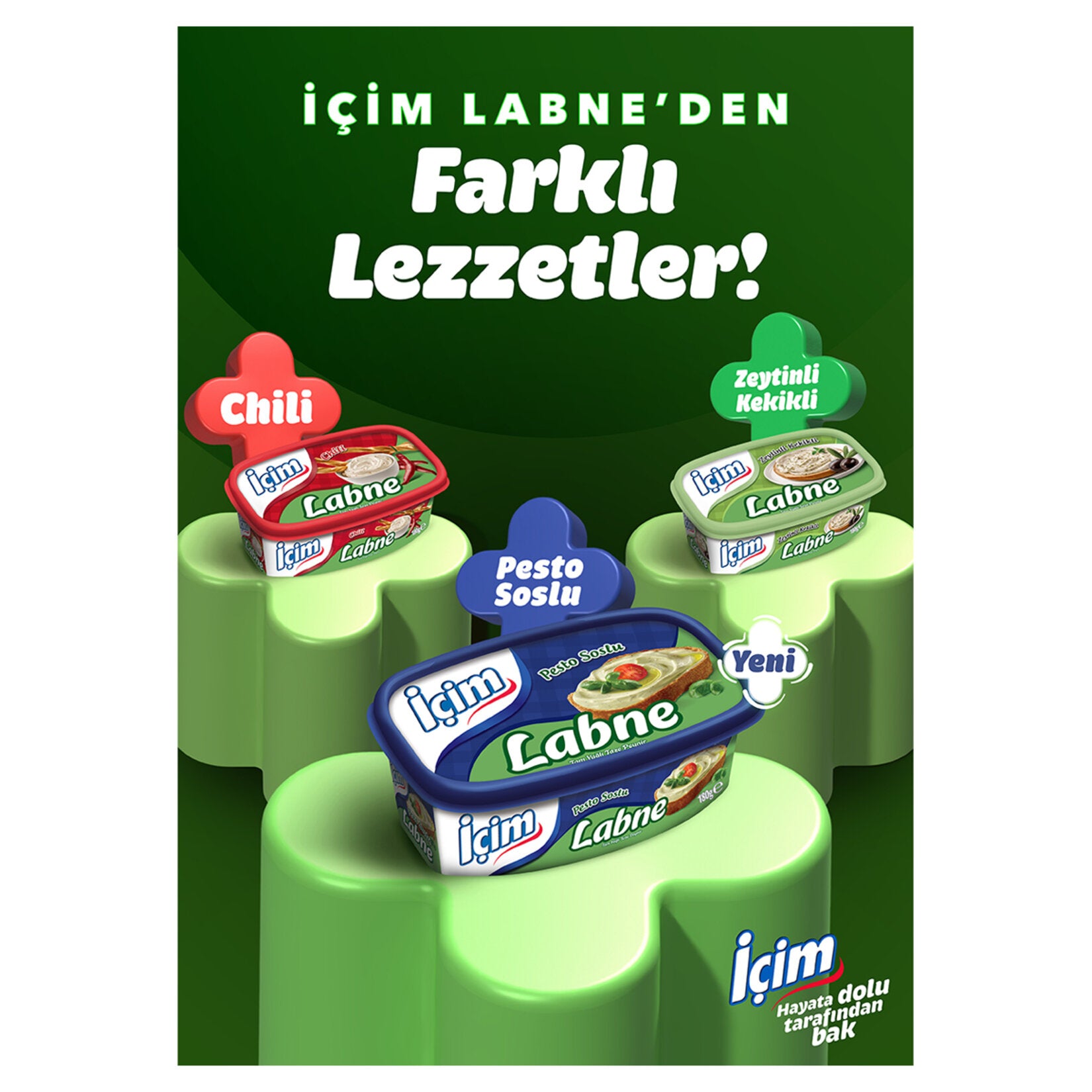 Icim Pesto Sauce Labneh Cream Cheese brings together the smooth texture of traditional Turkish labneh with the fresh taste of basil pesto.