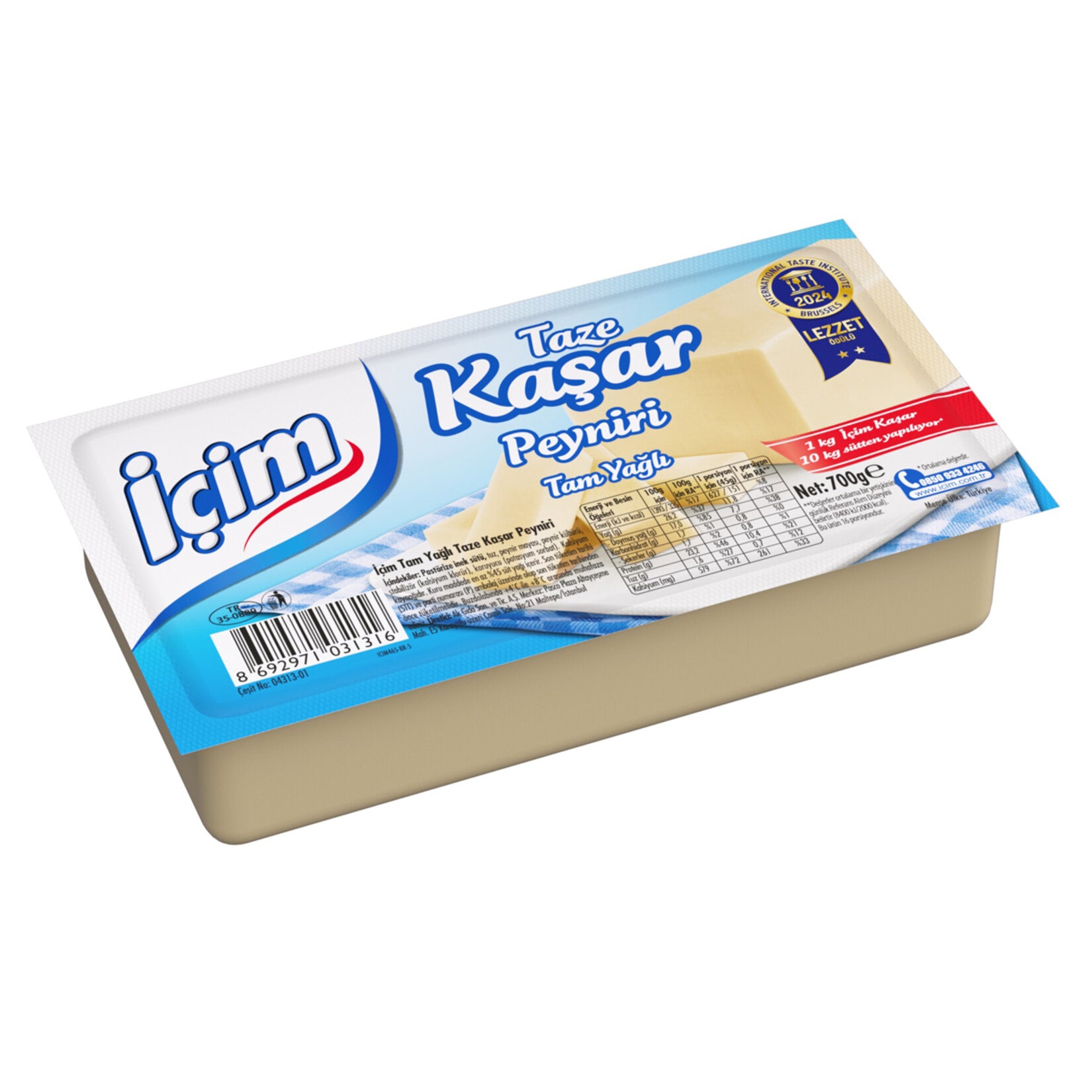 Icim Taze Kasar Peyniri is a classic Turkish semi-hard yellow cheese made from high-quality cow’s milk.