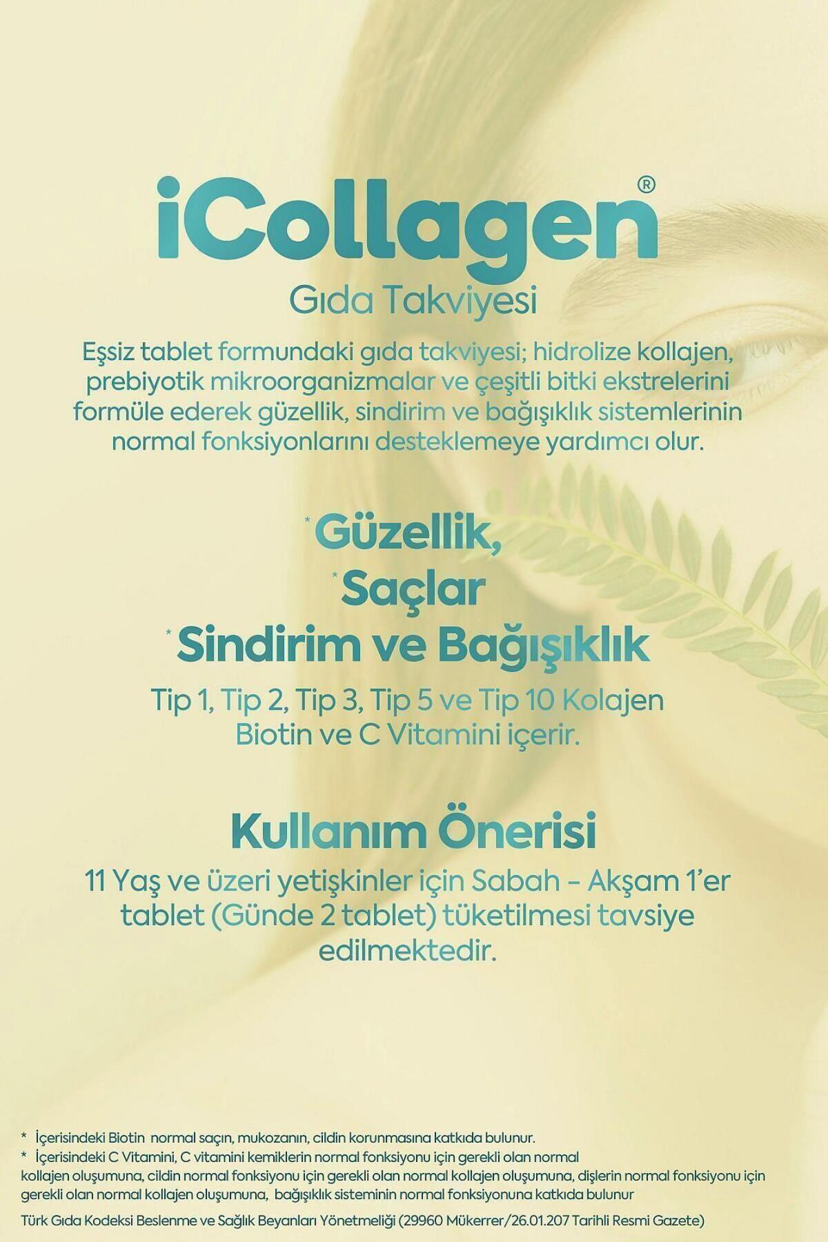 icollagen Collagen and Prebiotic Tablets combine complex bovine collagen (5 types) with prebiotic and probiotic support in a convenient, unflavored tablet form.