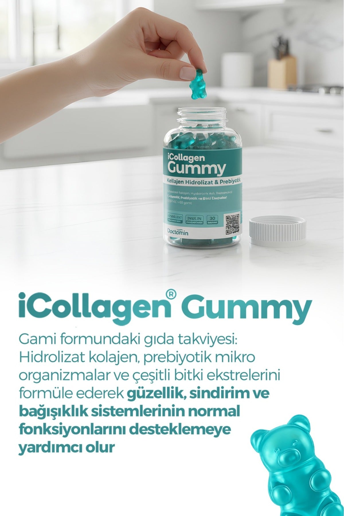icollagen Hydrolyzed Collagen + Prebiotic Gummies are formulated to support daily collagen intake in a convenient gummy form.