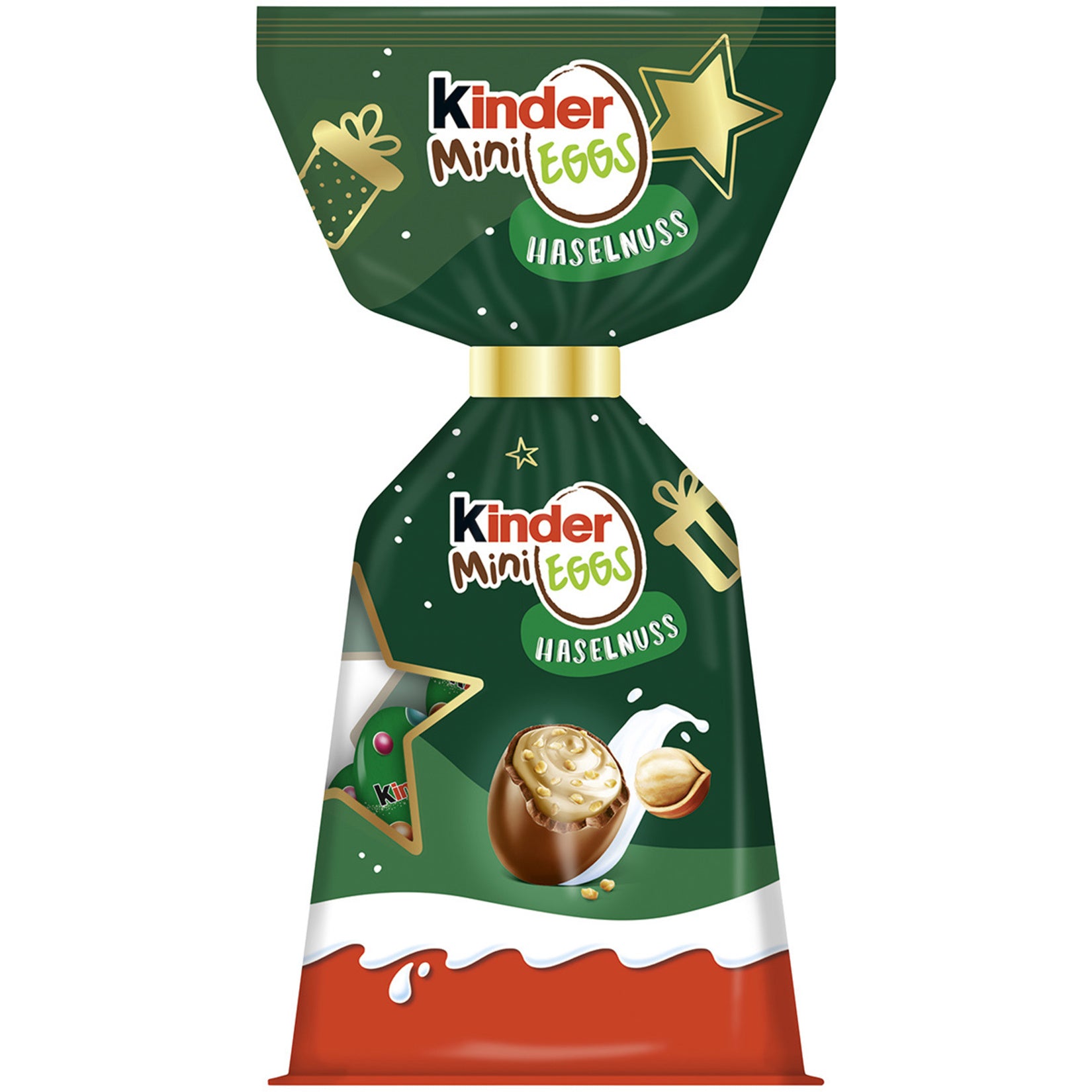 Kinder Mini Eggs Milk Chocolate with Hazelnut Filling brings you a delightful combination of creamy milk chocolate and rich hazelnut cream in every bite-sized piece.