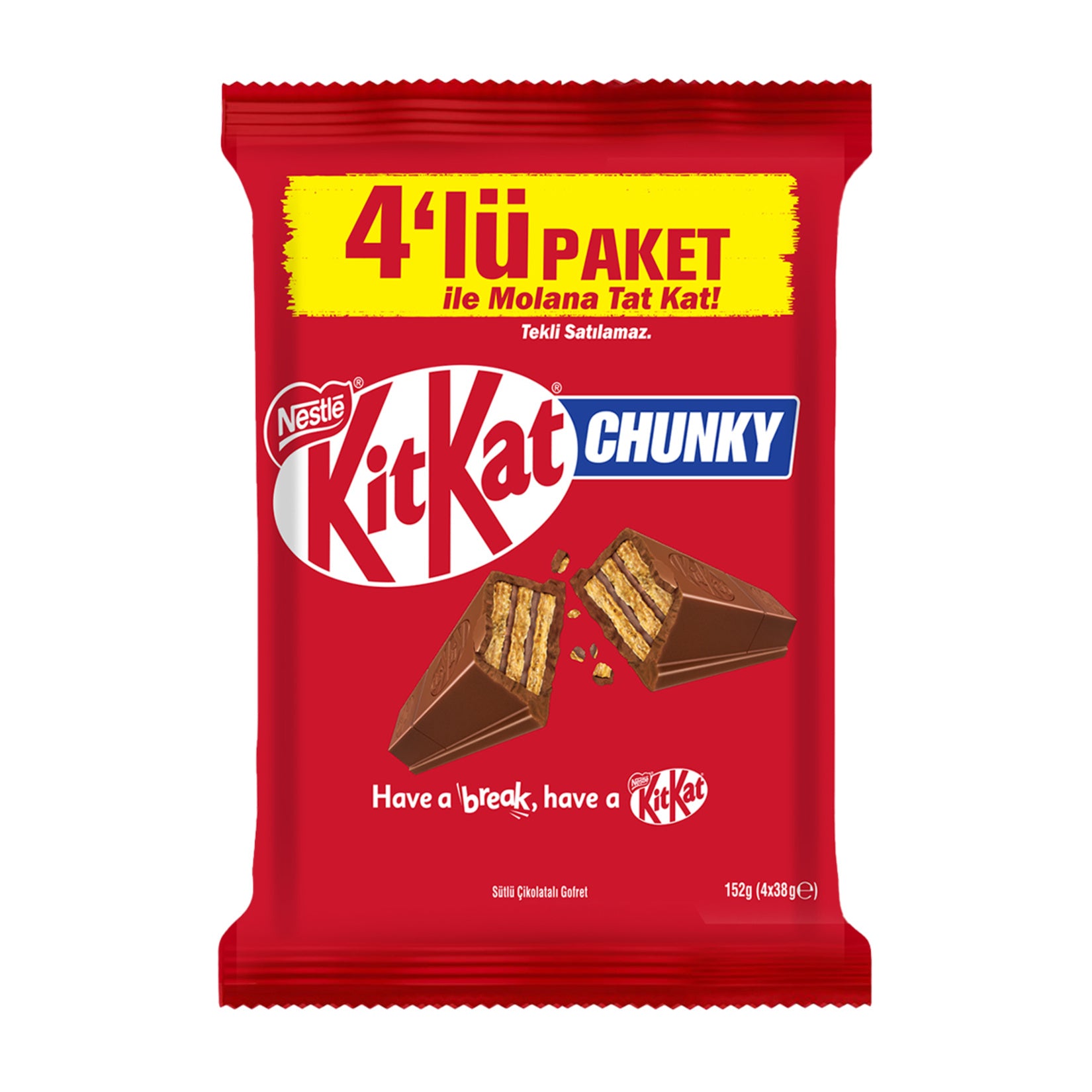 Enjoy the bold crunch of Kitkat Chunky Milk Chocolate Wafer, now in a convenient 4-pack.