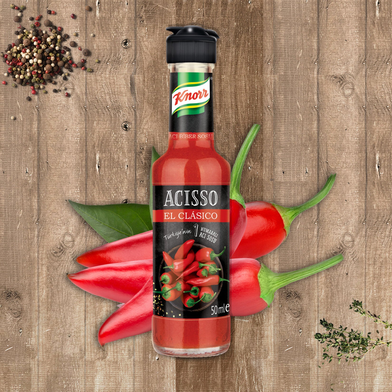 Add bold heat to your favorite meals with Knorr Acisso Hot Pepper Sauce.