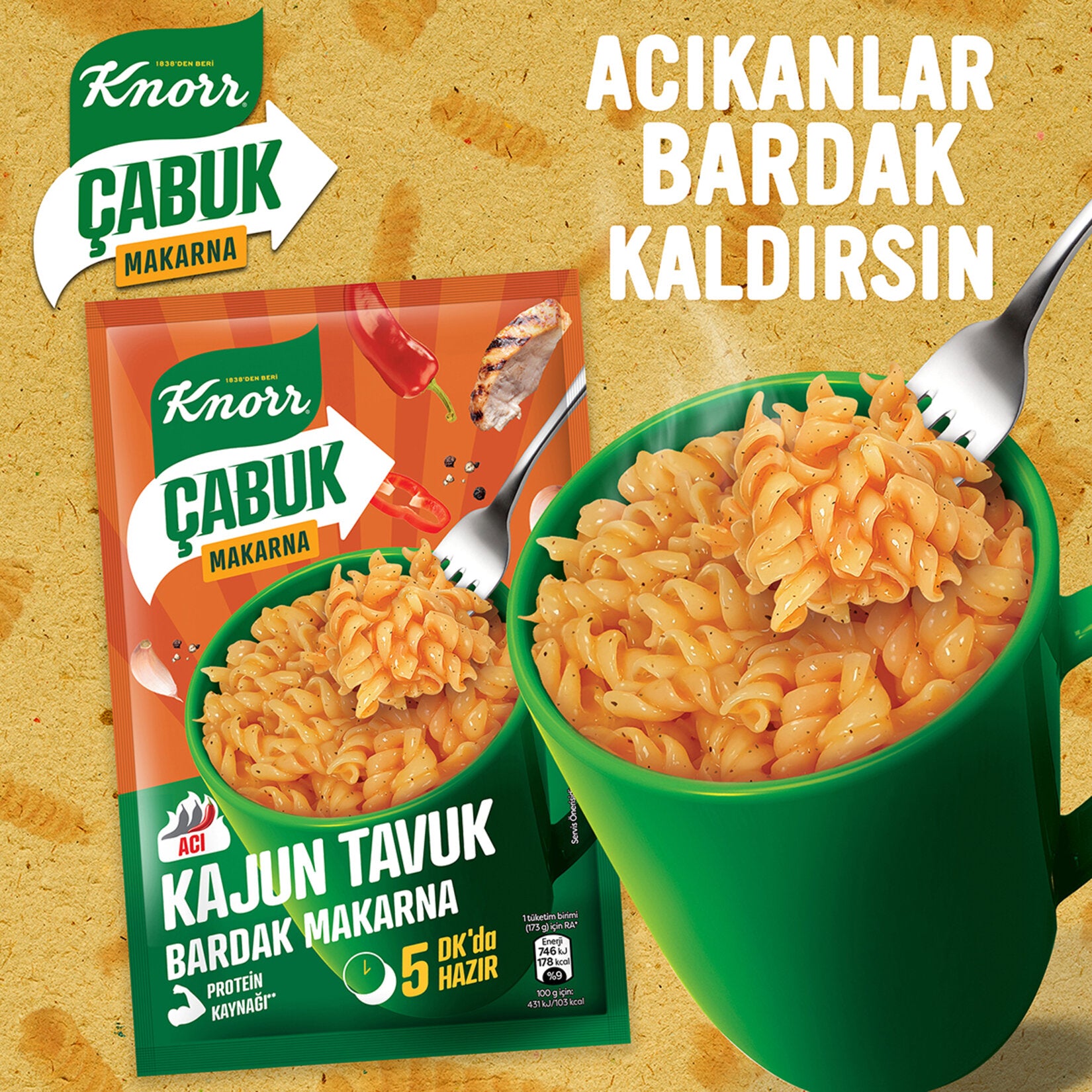 Enjoy the bold, savory flavors of Knorr Cajun Chicken Cup Pasta, a quick and delicious meal option inspired by Türkiye’s favorite instant pasta cups.