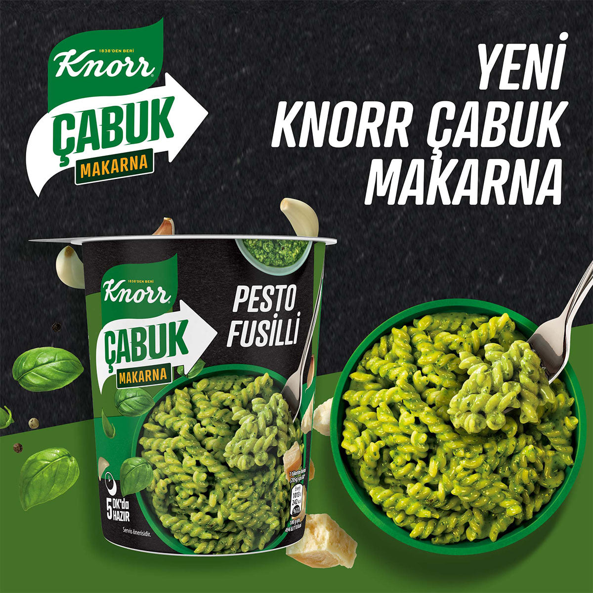 Knorr Pesto Fusilli Cup Pasta brings the taste of Italian-inspired pesto to your table in just minutes.