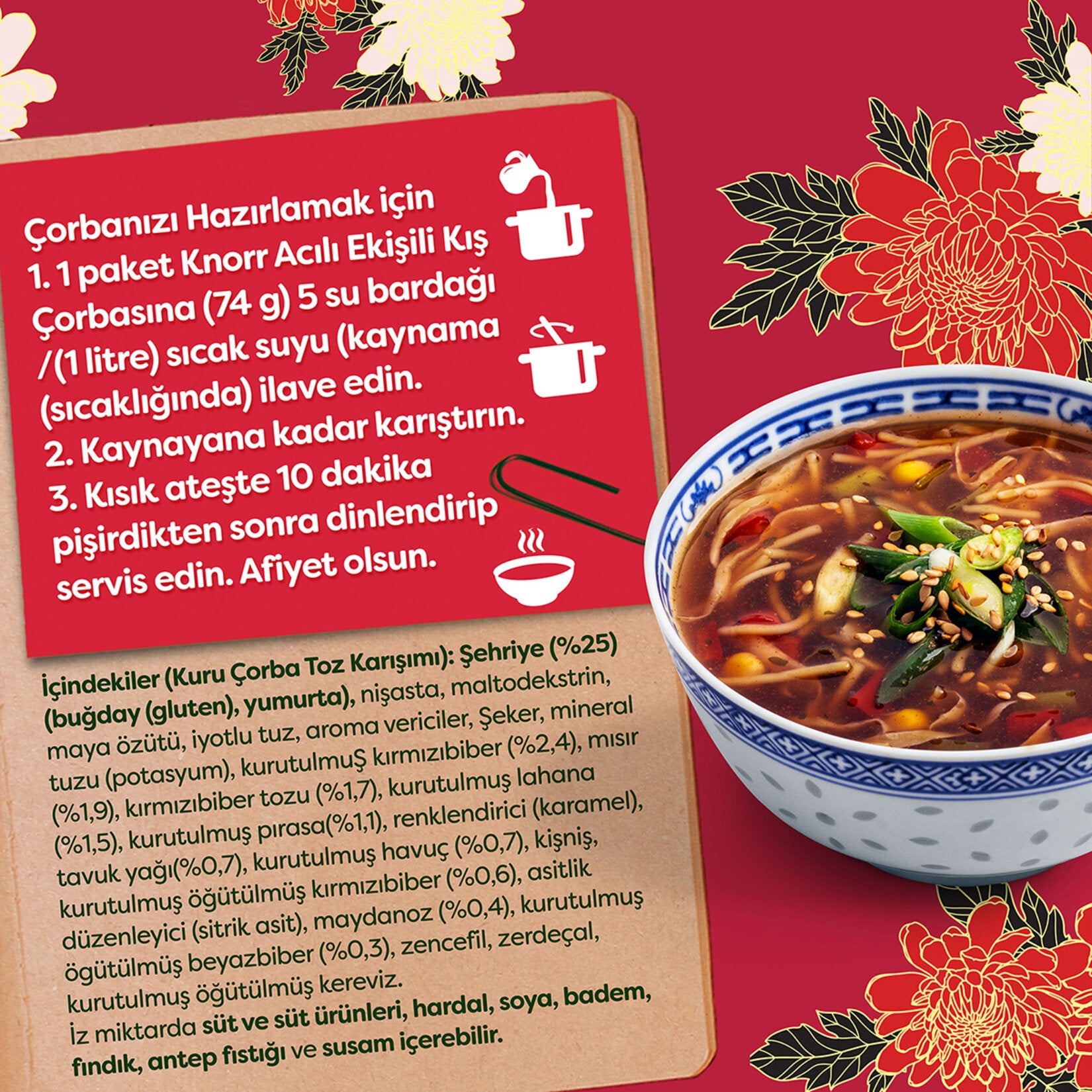Knorr Acili Eksili Kis Corbasi is a bold and comforting Turkish winter soup that brings together spicy and tangy flavors in one satisfying bowl.