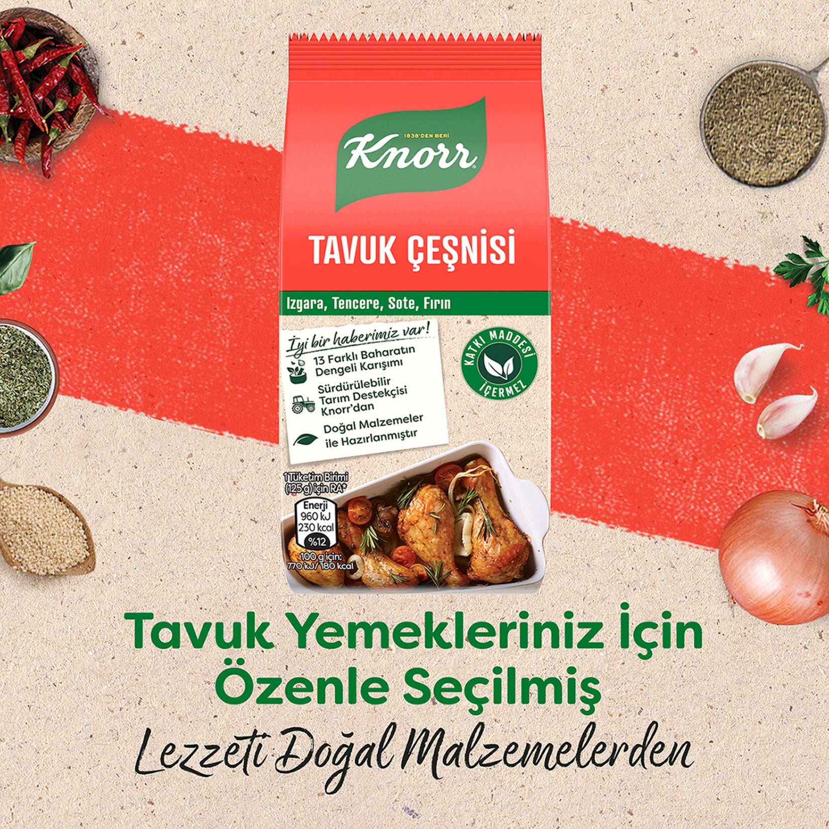 Knorr Tavuk Cesnisi Chicken Seasoning brings the rich, savory taste of Turkish-style chicken dishes straight to your kitchen.