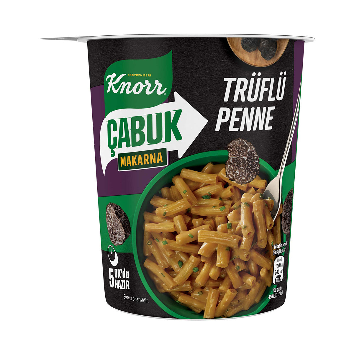 Experience the rich and earthy flavor of truffle in a quick and easy meal with Knorr Truffle Penne Instant Pasta Cup.