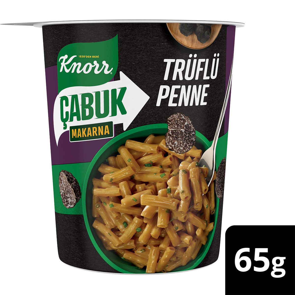 Experience the rich and earthy flavor of truffle in a quick and easy meal with Knorr Truffle Penne Instant Pasta Cup.