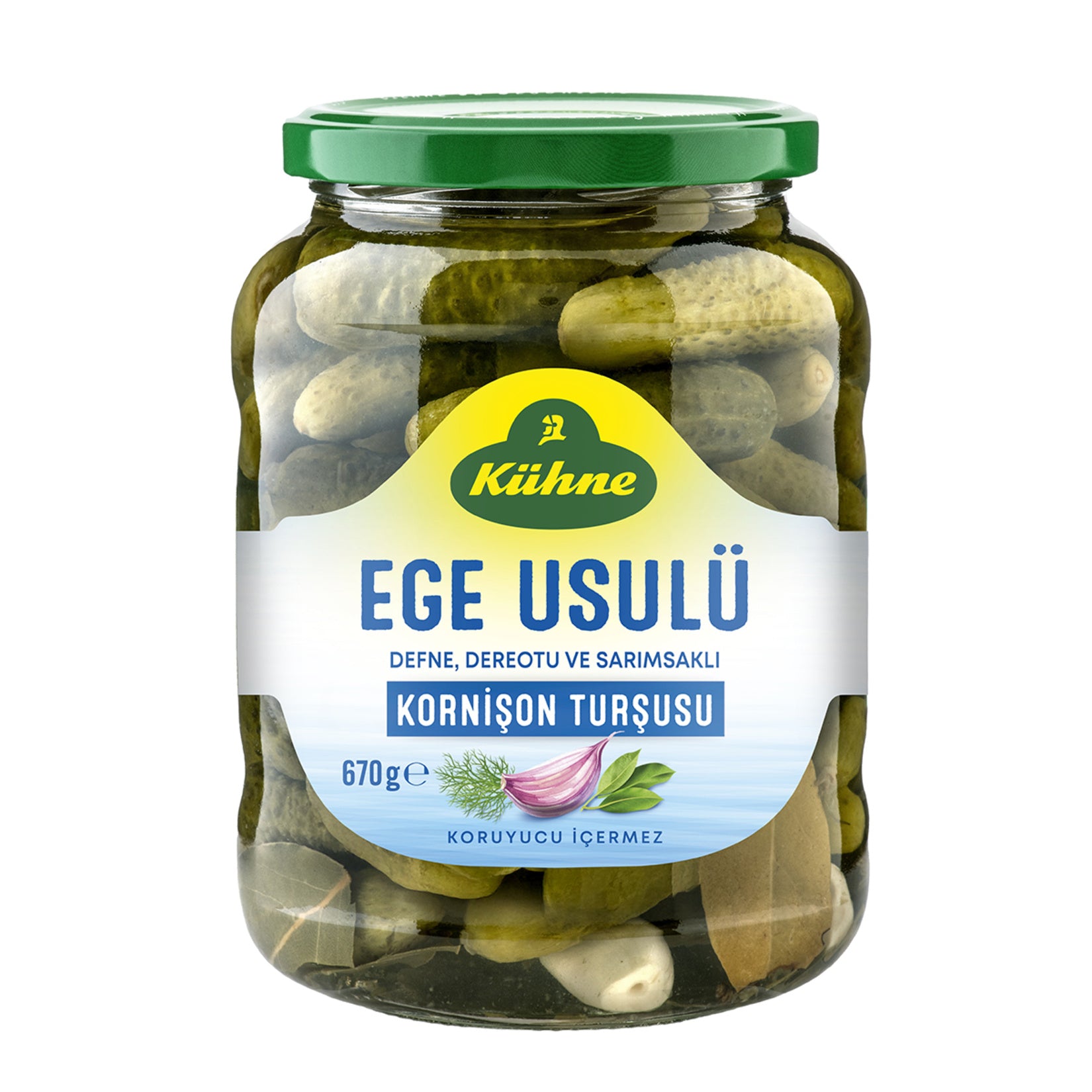 Kühne Ege Usulü Kornişon Turşu brings the fresh, herb-forward flavors of the Aegean region to your table.