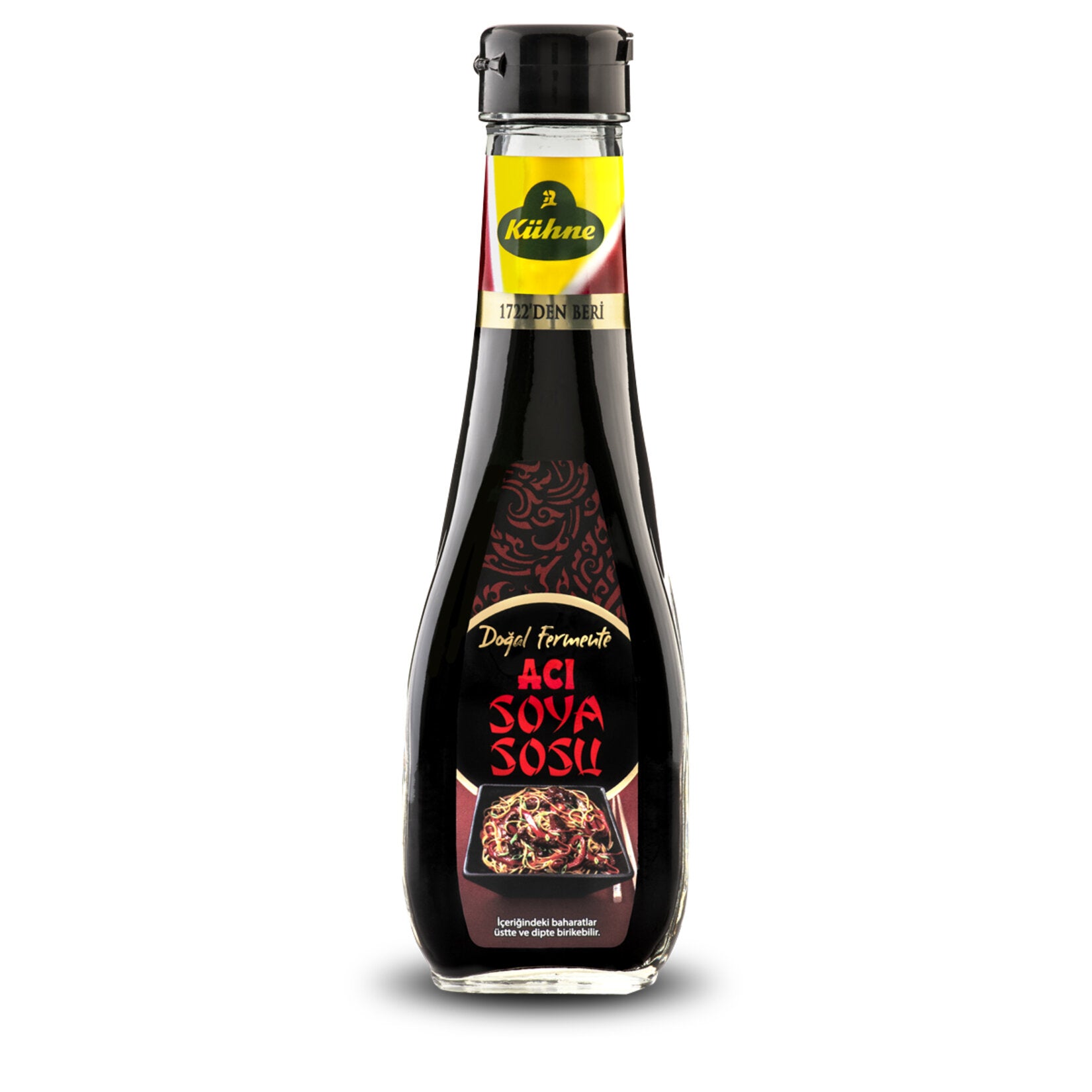 Kuhne Spicy Soy Sauce brings a bold twist to classic soy sauce with its balanced heat and rich umami depth.