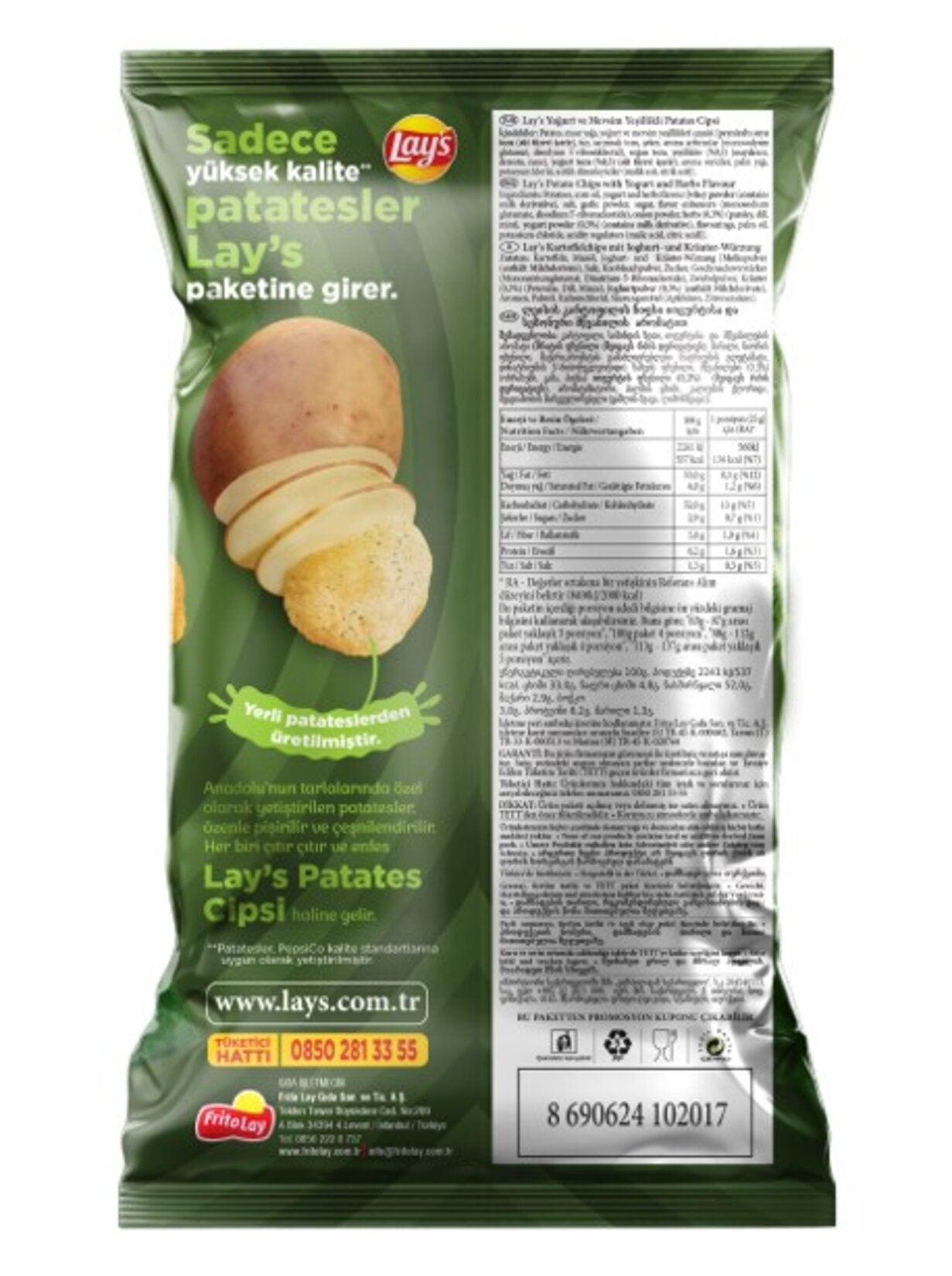 Lay's Yogurt Season Green Potato Chips Super Size 125 Gr