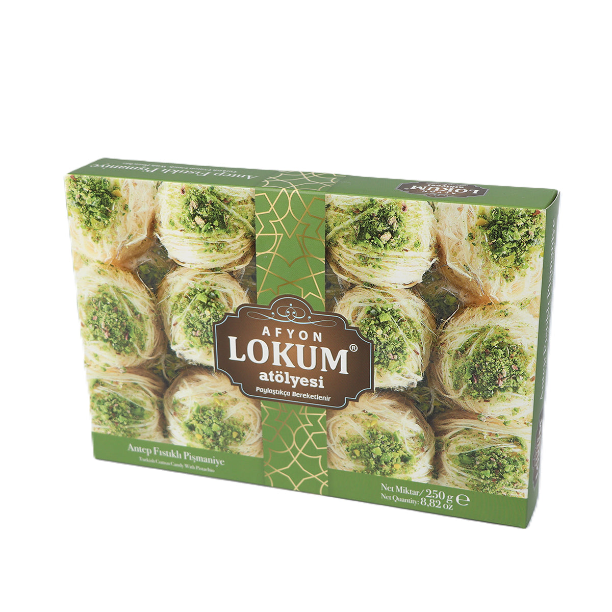 Lokum Atolyesi Pistachio Pismaniye brings you the traditional taste of Türkiye in a soft, melt-in-your-mouth cotton candy dessert.
