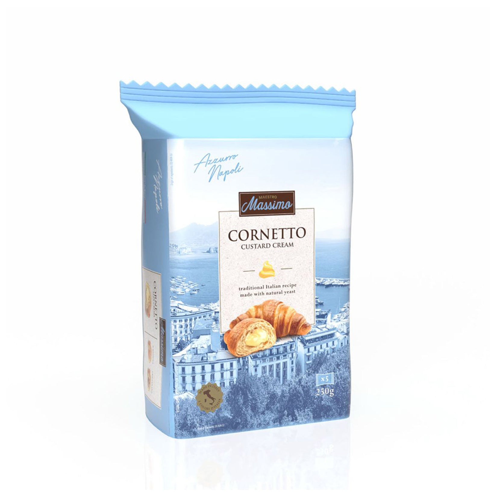 Enjoy the rich and creamy taste of Massimo Muhallebi Cream Filled Croissant, a delightful Turkish snack that brings together soft, flaky pastry and a luscious milk pudding (muhallebi) cream filling.