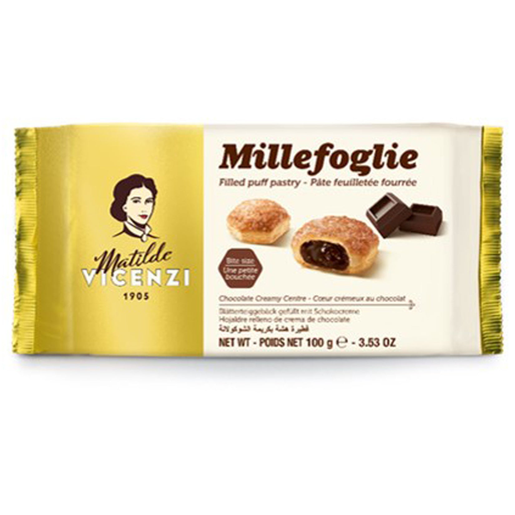 Experience the rich taste of Matilde Vicenzi Chocolate Cream Puff Pastry, a delightful Italian-style treat made with layers of buttery puff pastry filled with luscious chocolate cream.