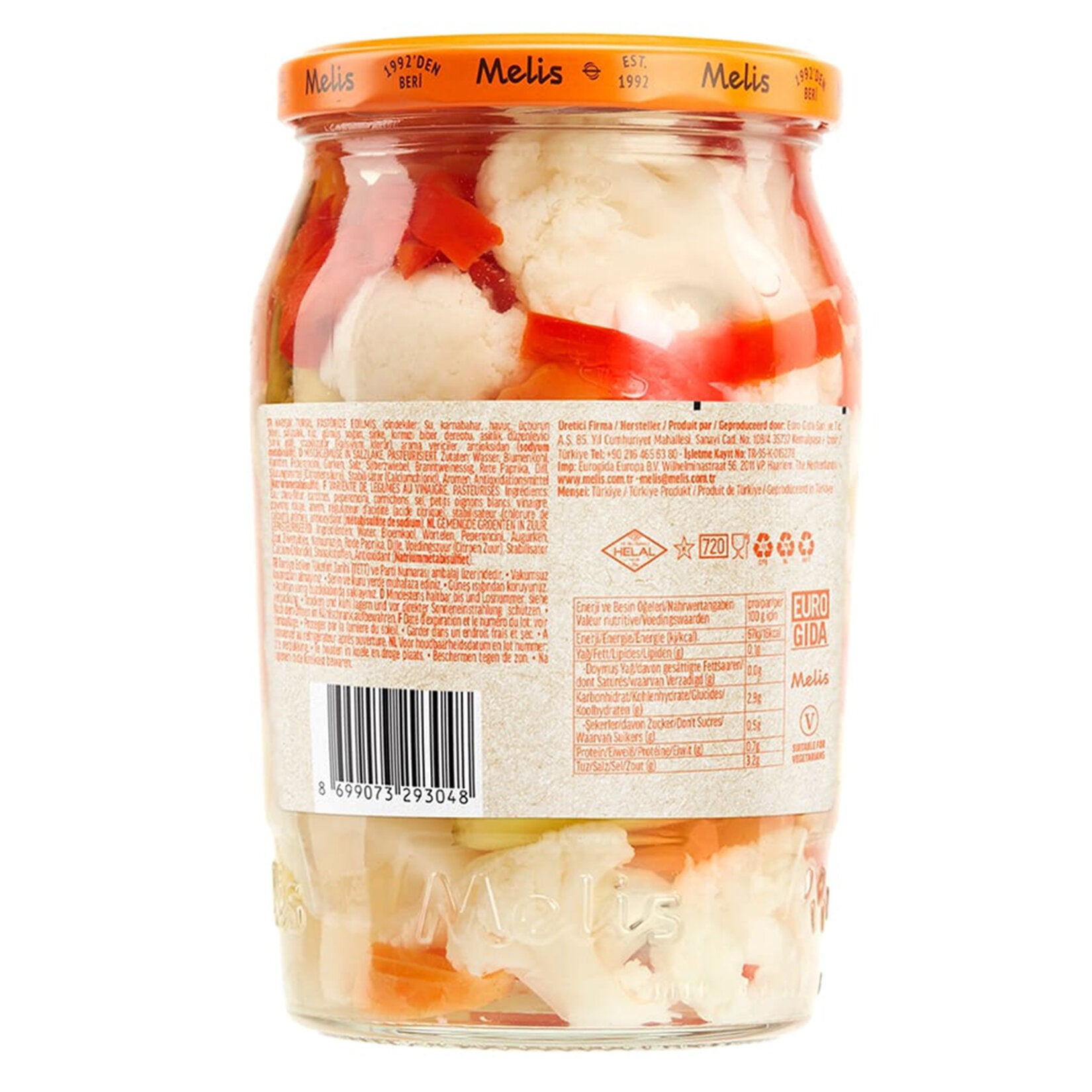 Bring the bold, tangy flavors of Türkiye to your table with Melis Giardiniera Mixed Pickles.