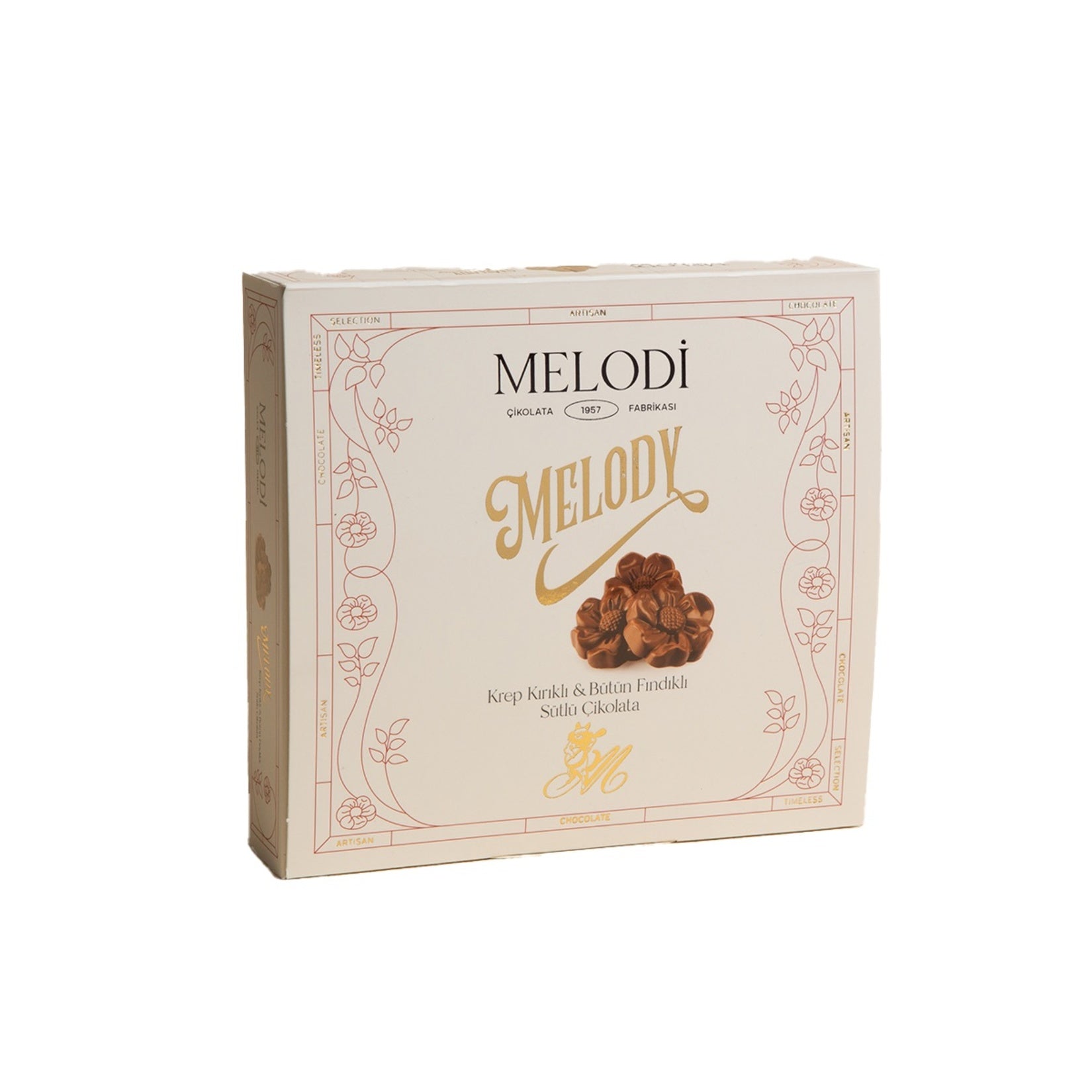 Experience the luxurious taste of Melodi Rose Chocolate Whole Hazelnut Milk Chocolate, a premium treat crafted in Türkiye.