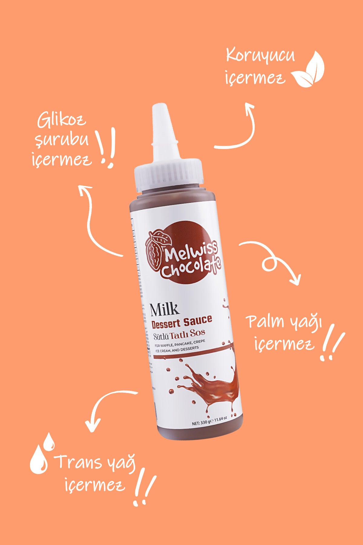 Meet your new favorite dessert topping: Melwiss Chocolate Sutlu Sweet Sauce.