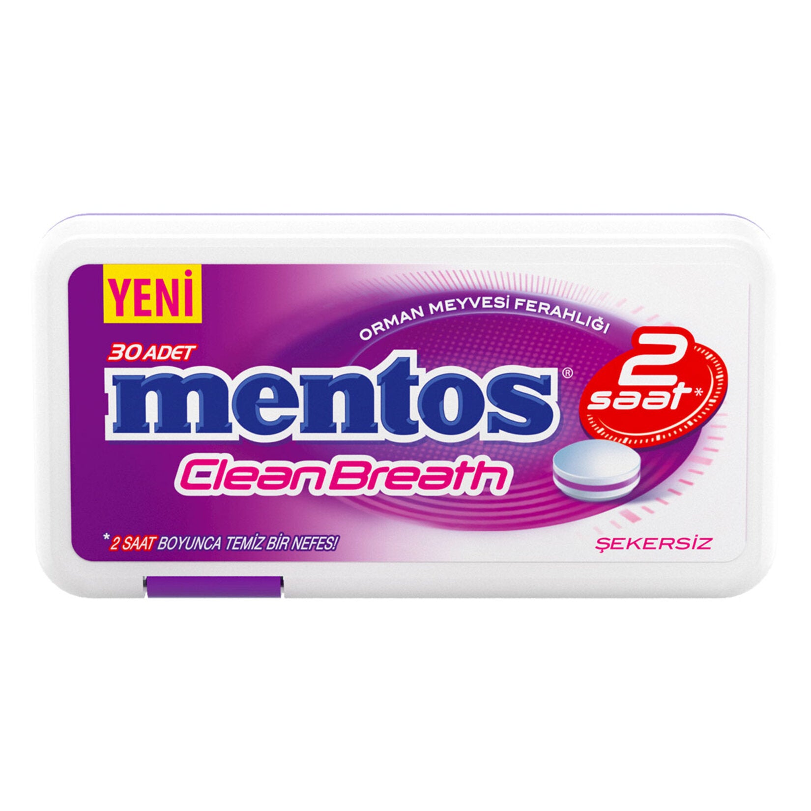 Mentos Clean Breath Forest Berry Candy offers a refreshing burst of forest berry flavor with a sugar-free formula designed to freshen your breath for up to 2 hours.