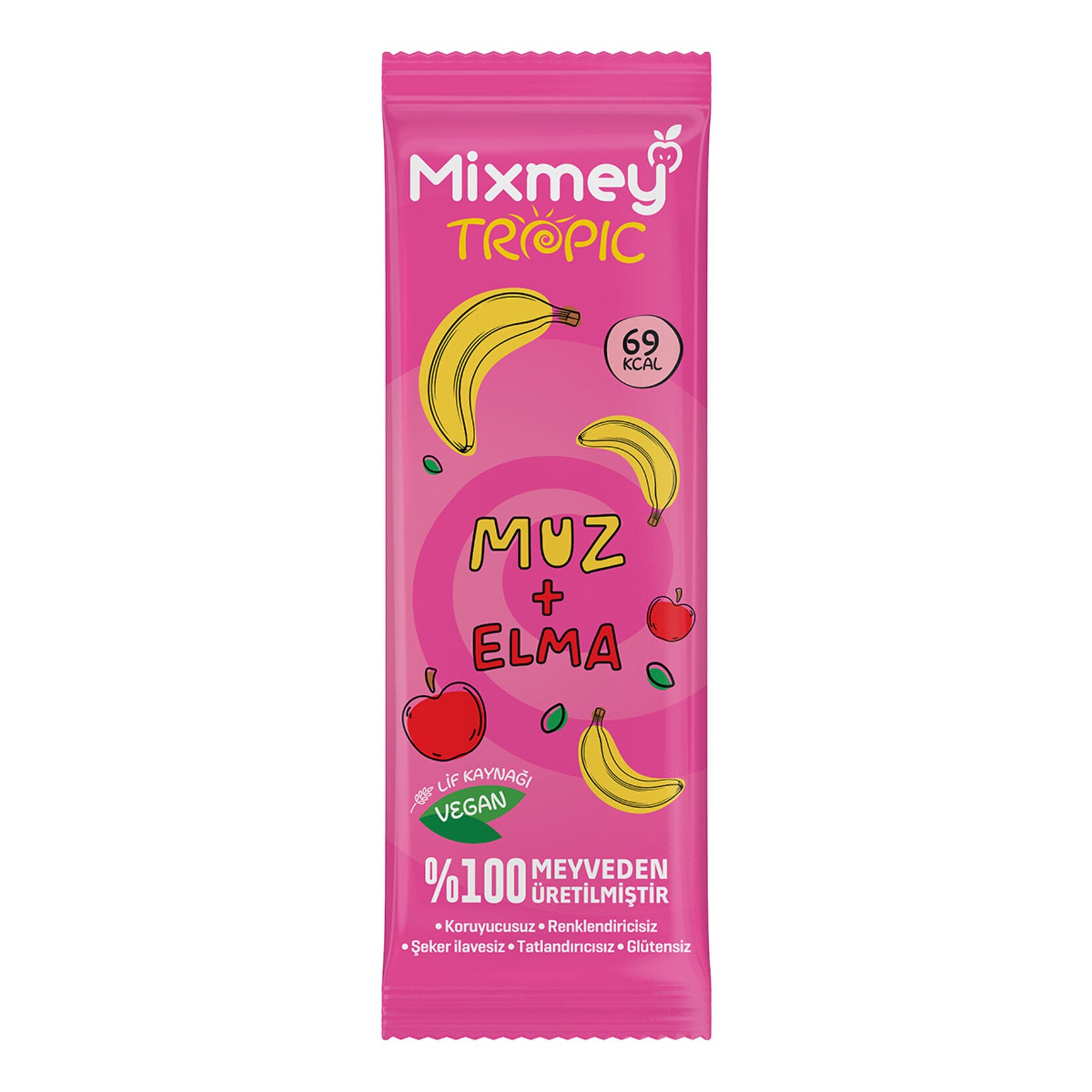 Enjoy a naturally sweet and wholesome snack with the Mixmey Apple and Banana Fruit Bar.