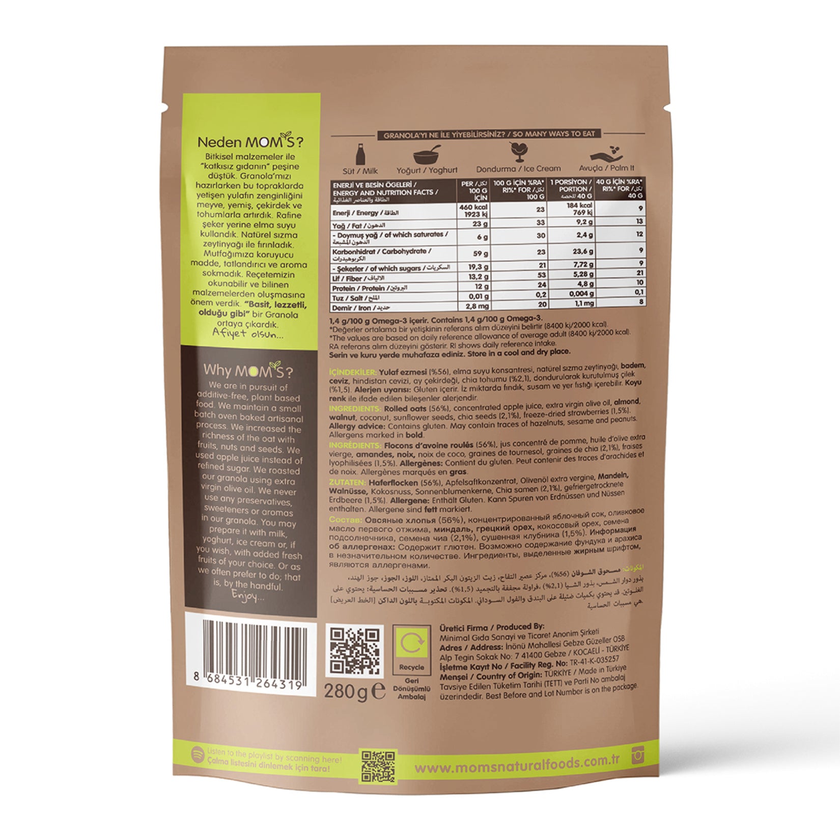 Start your morning with the wholesome crunch of Mom's Natural Foods Strawberry Chia Granola.