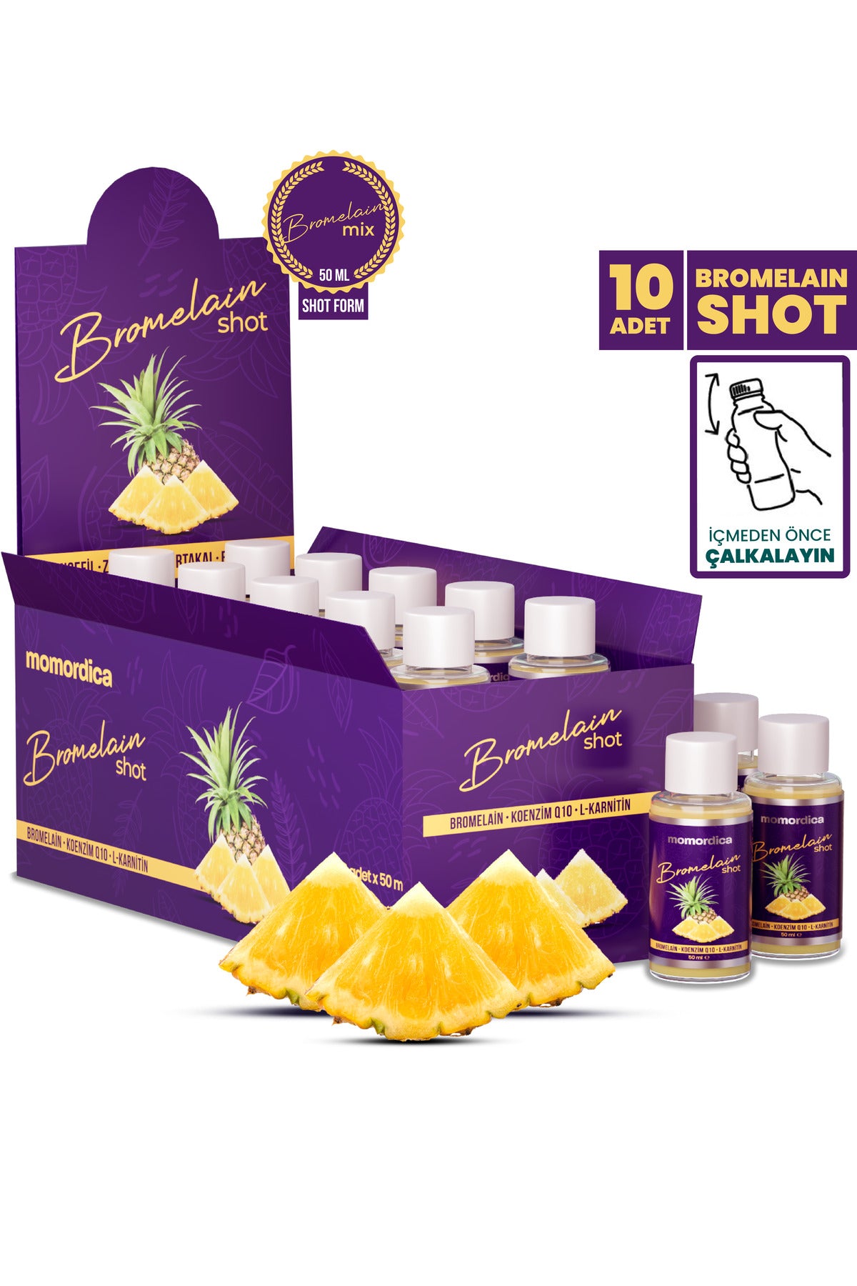 MOMORDICA Bromelain Mix Shot is a convenient liquid supplement designed for adults seeking practical daily support.