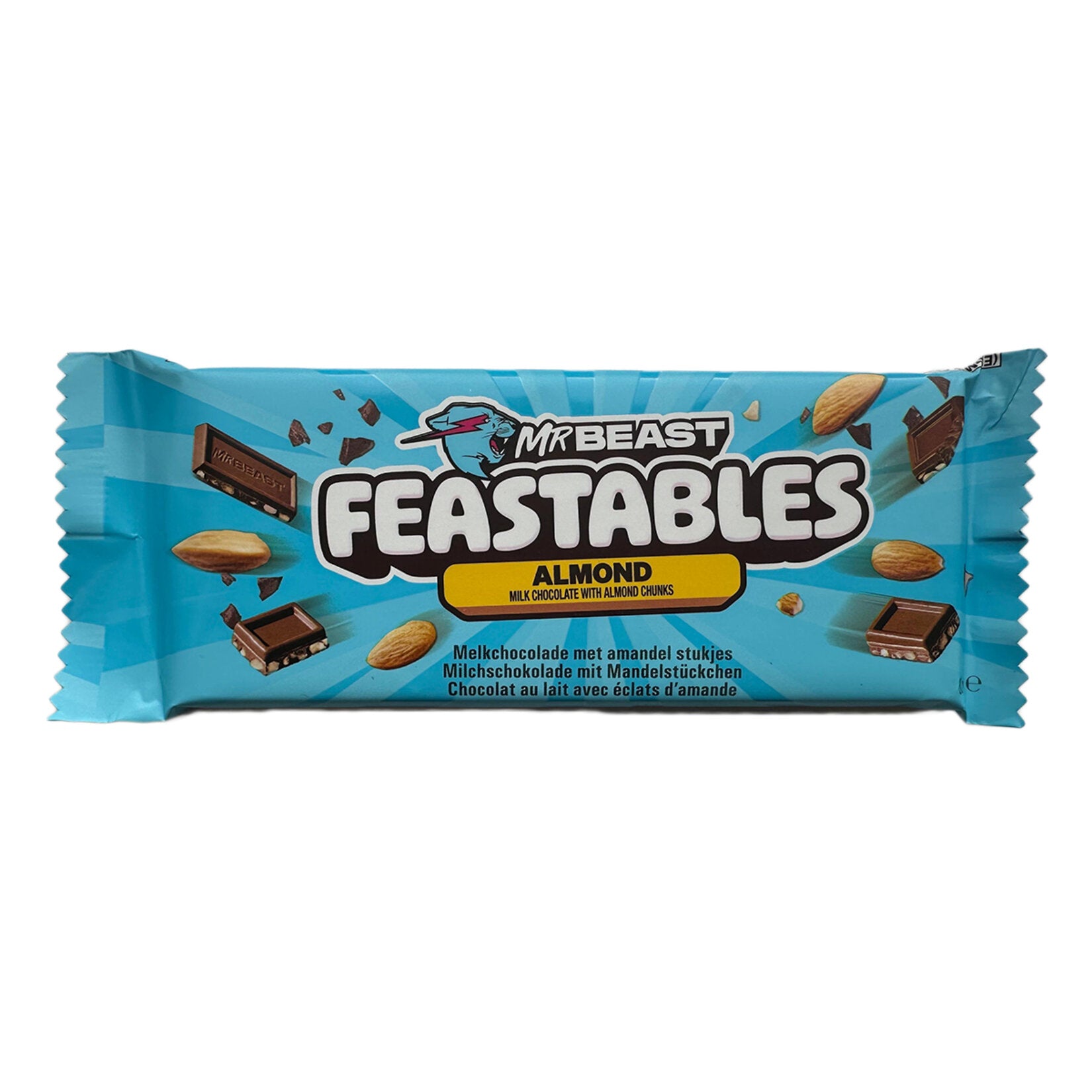Mrbeast Milk Chocolate with Almond Pieces brings a delicious blend of smooth milk chocolate and crunchy almond bits straight from Türkiye.
