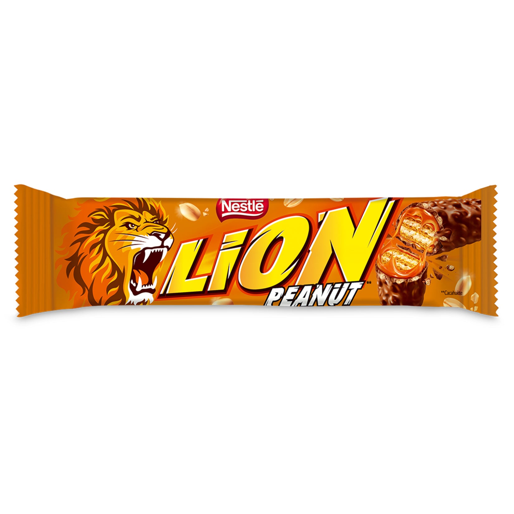 Nestle Lion Peanut Chocolate Wafer Bar brings together crispy wafer, roasted peanuts, caramelized notes, and smooth milk chocolate in one bold bite.