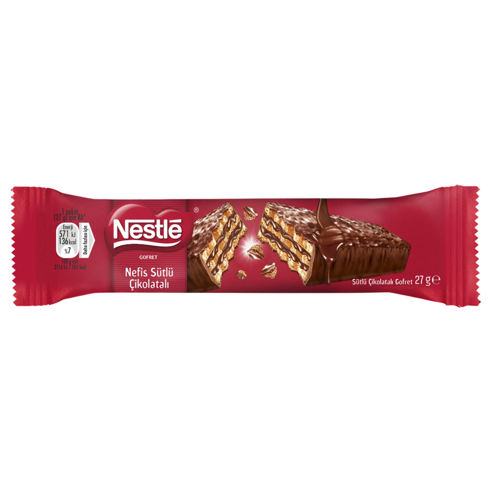 Enjoy the crisp and creamy taste of Nestle Nefis Milk Chocolate Wafer, a classic Turkish-style snack made with layers of light, crunchy wafer coated in smooth milk chocolate.