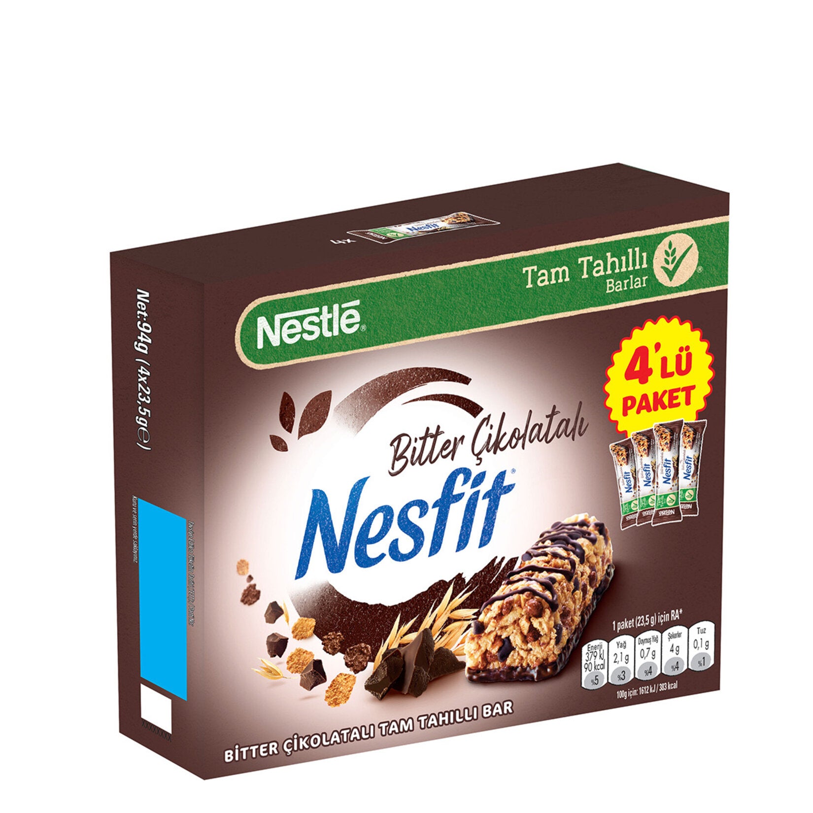 Nestle Nesfit Dark Chocolate Whole Grain Bar combines the goodness of whole grains with a smooth layer of dark chocolate for a balanced, satisfying snack.