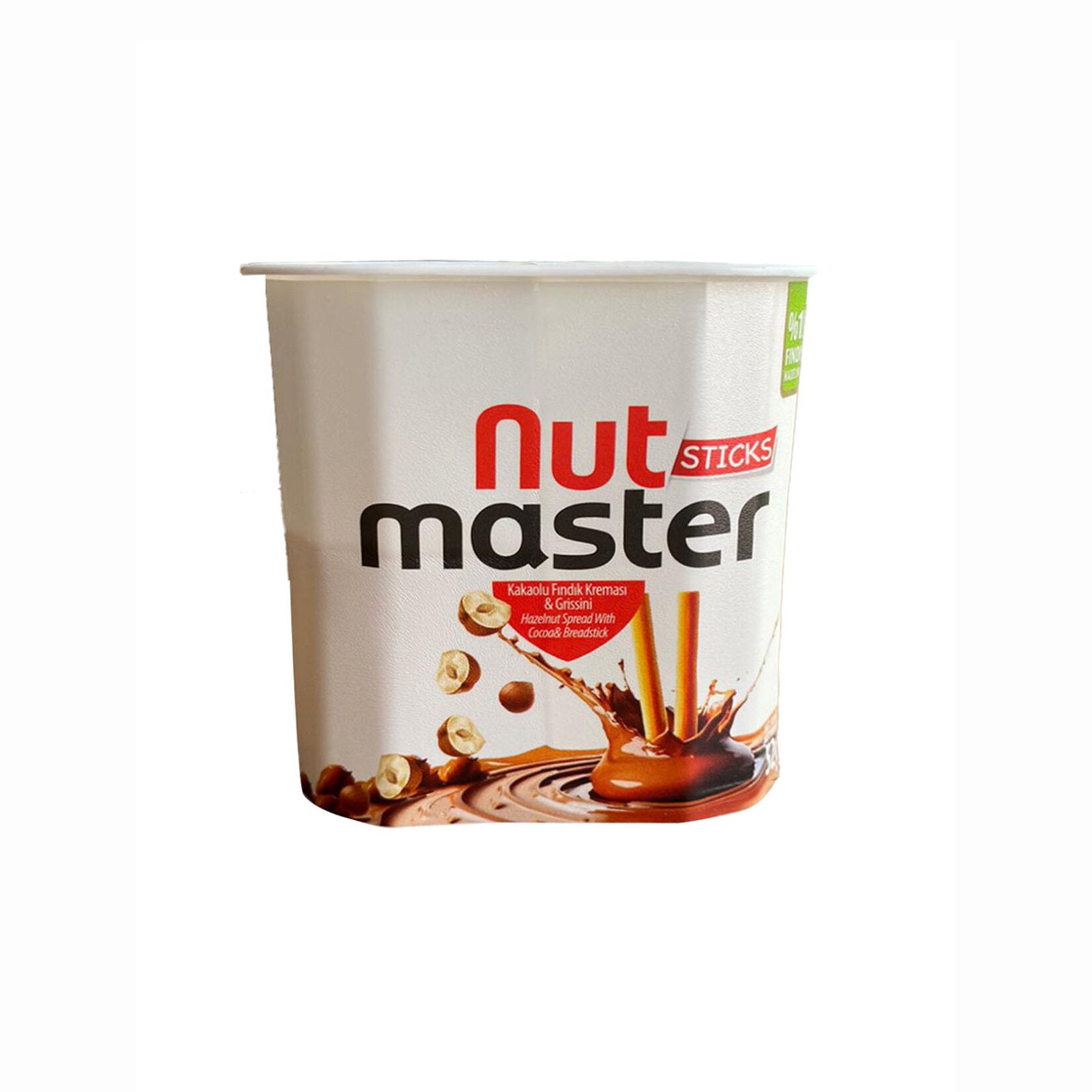 Enjoy a fun and satisfying snack combo with Nut Master Cocoa Hazelnut Cream & Breadsticks.