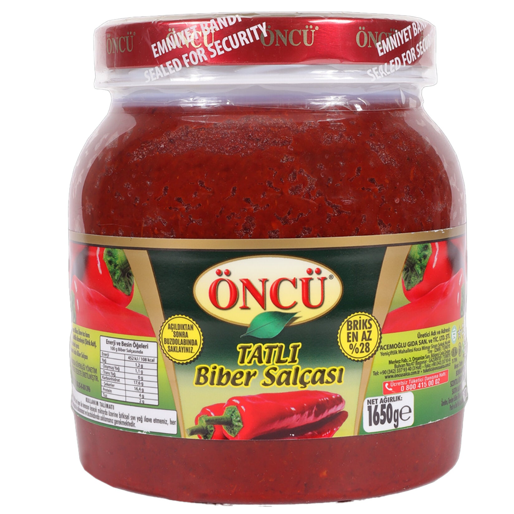 Oncu Sweet Red Pepper Paste is a kitchen essential in Turkish cuisine, made from carefully selected sun-ripened red peppers and salt.