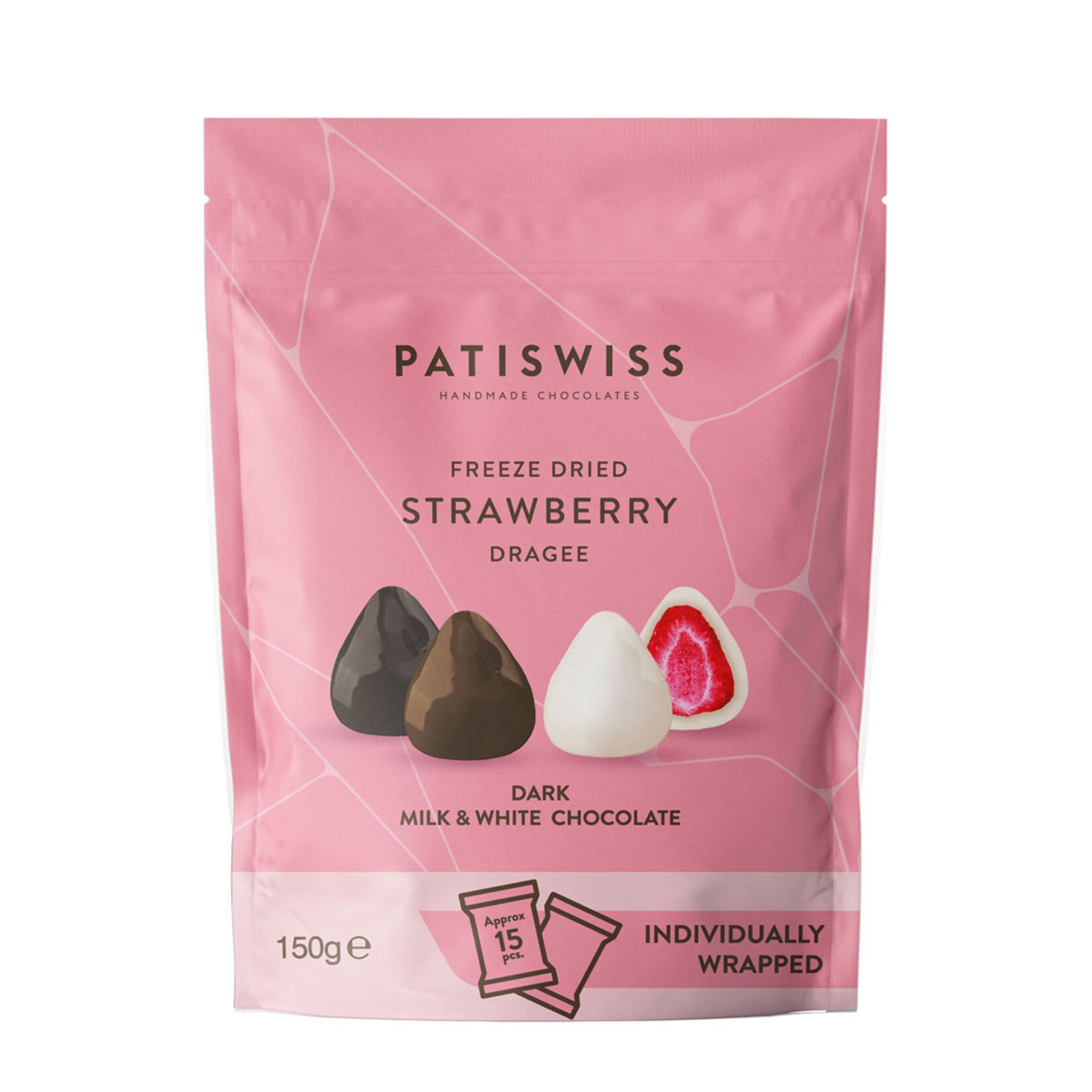 Experience a delightful twist on classic chocolate with Patiswiss Chocolate Covered Strawberry Dragee.