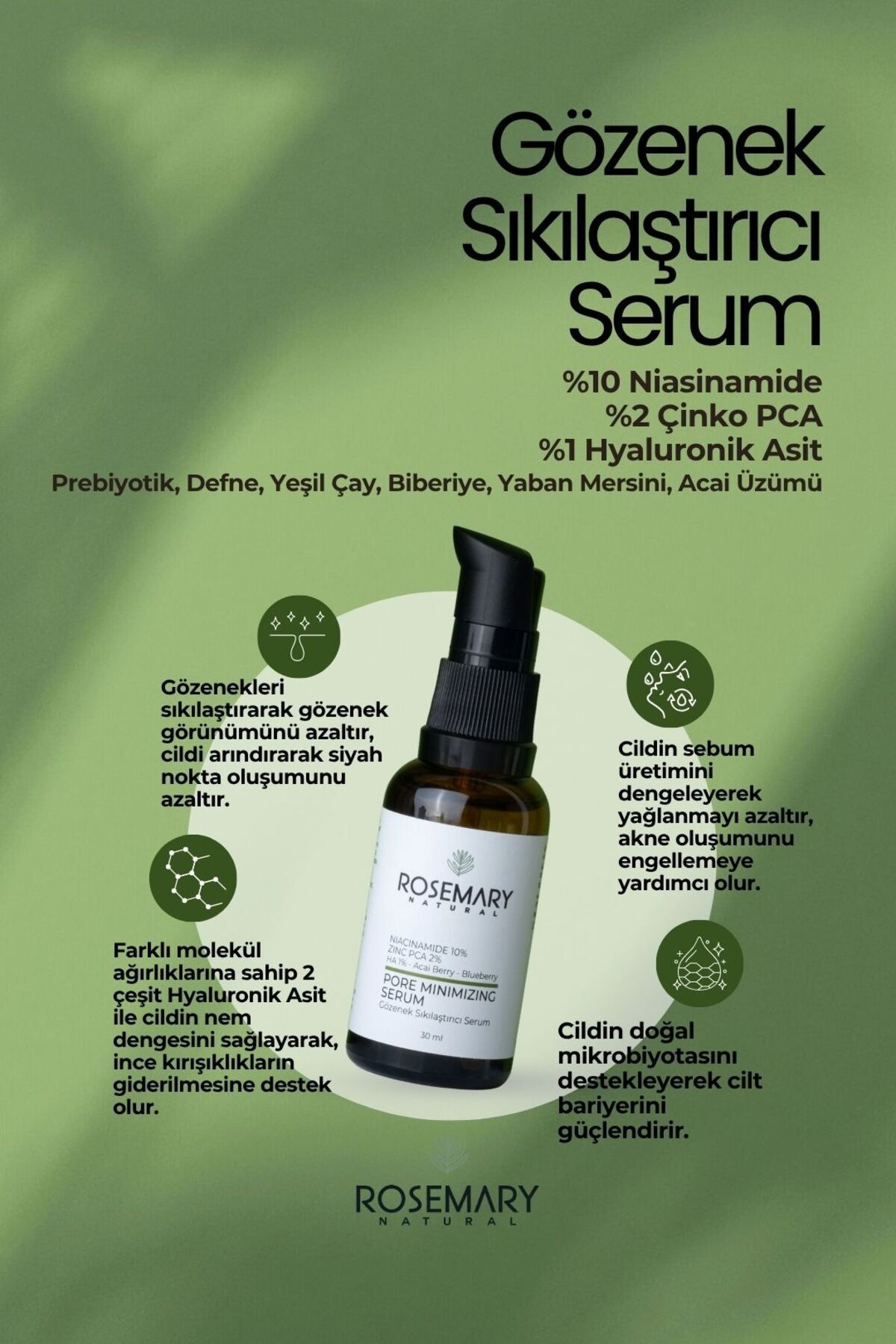 Rosemary Natural Pore Tightening Serum is formulated for oily and acne-prone skin to help visibly refine enlarged pores and balance excess sebum.