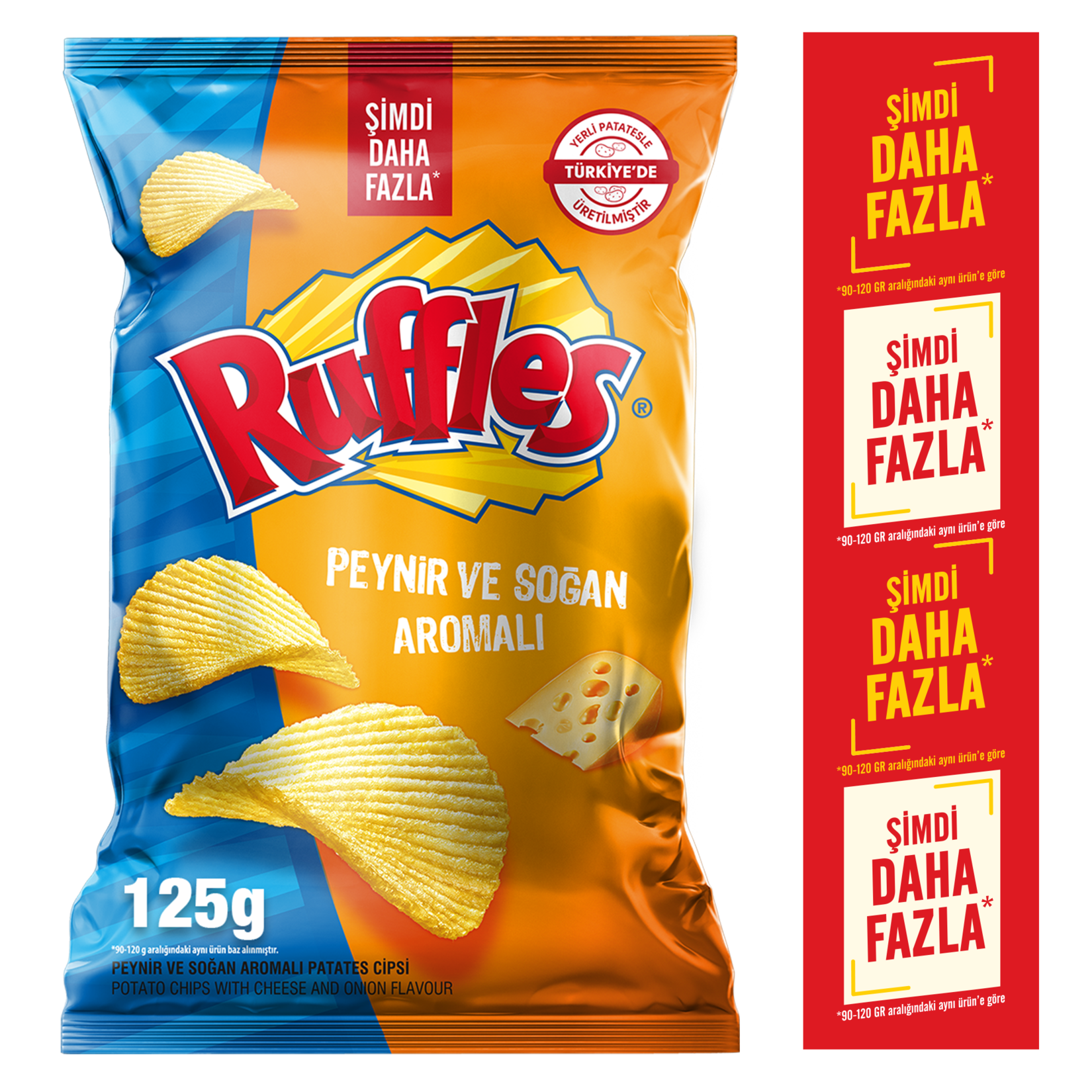 Ruffles Cheese and Onion Potato Chips Super Size bring the bold, savory flavors of Türkiye straight to your snack time.