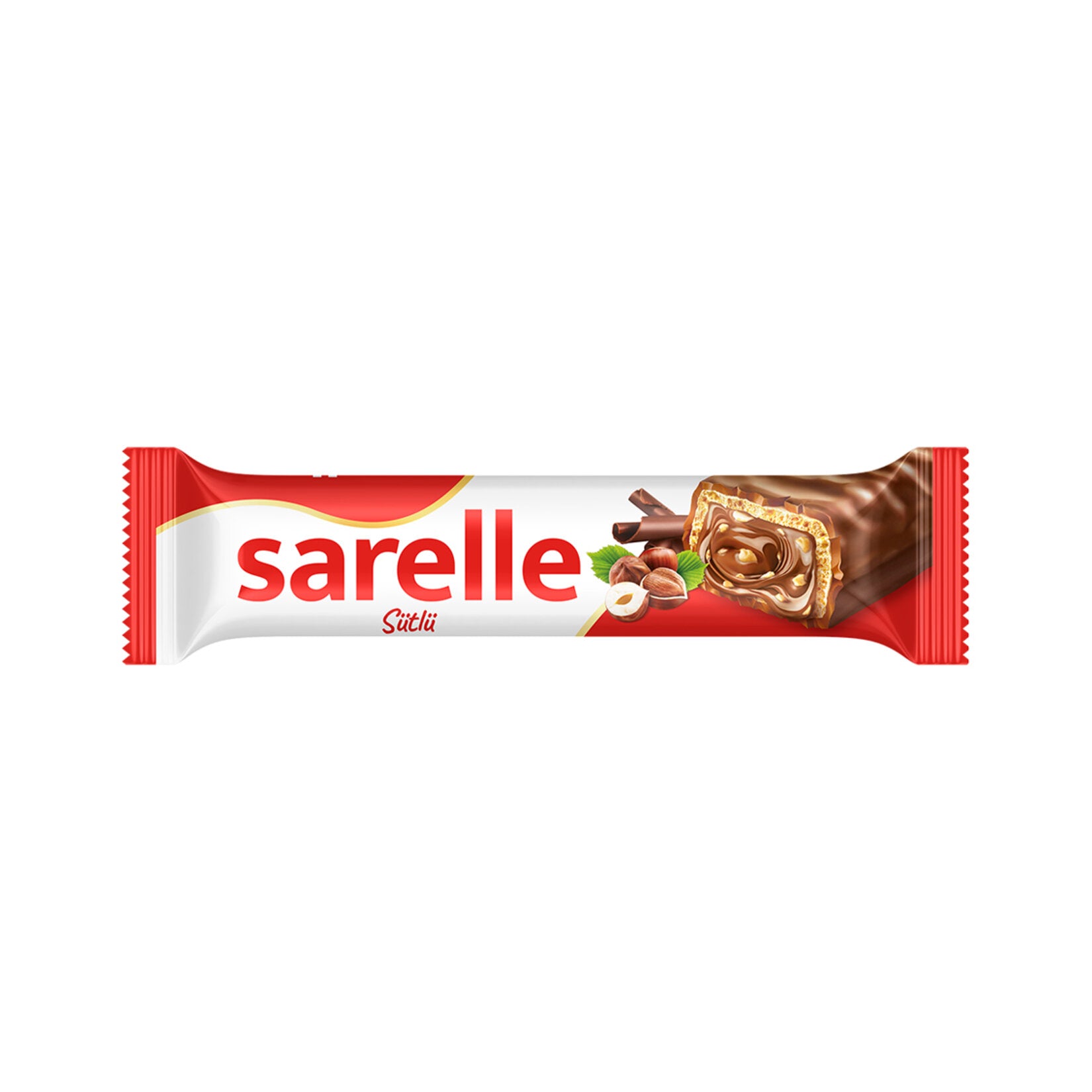 Sarelle Gold Wafer Bar is a rich and satisfying treat made with 58% hazelnut paste and coated in smooth milk chocolate.